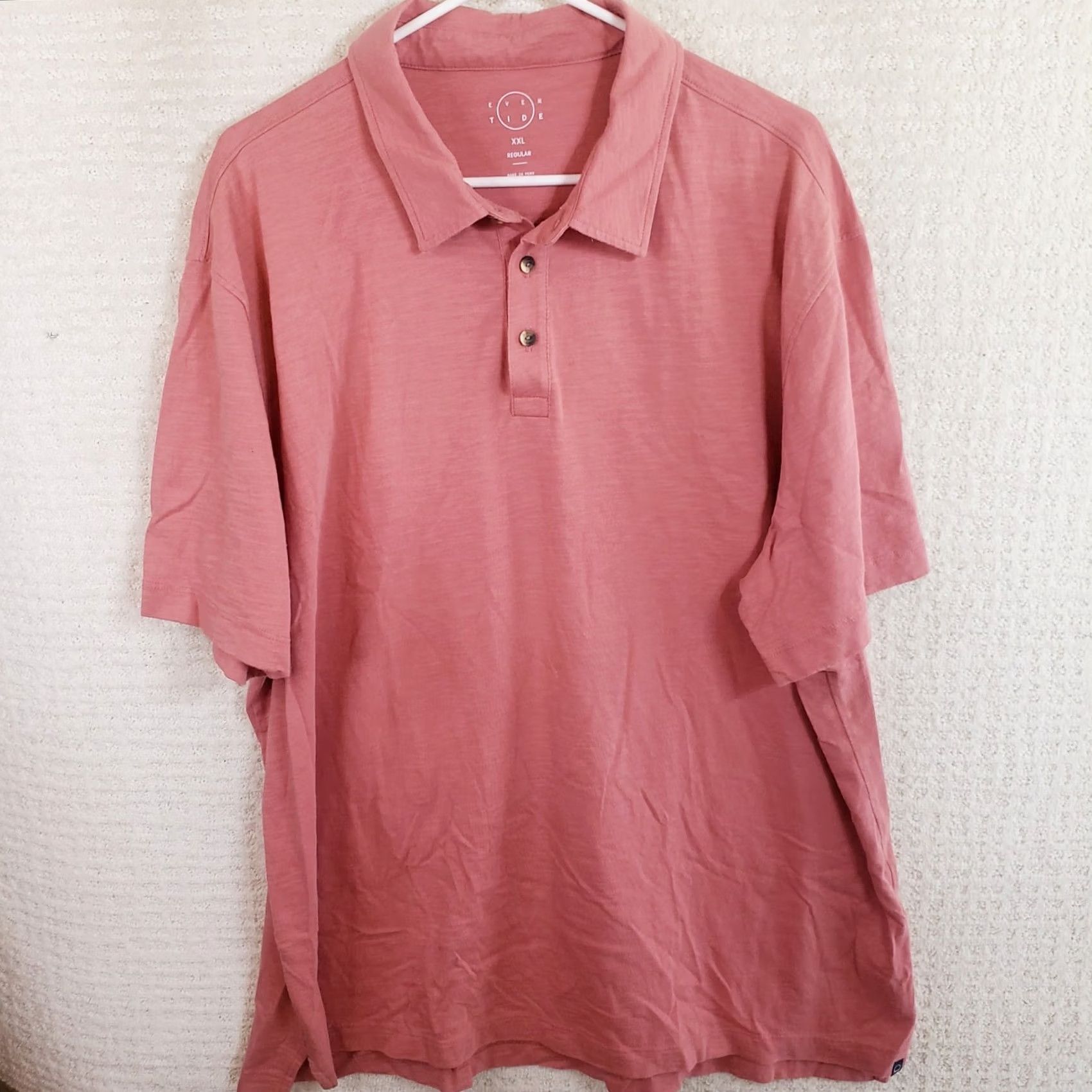 Vintage Even Tide Polo Shirt Short Sleeve Men 2XL Regular 100% Cotton Coral Pink Shirts Mens Polo Size US XXL / EU 58 / 5 - 2 Thumbnail