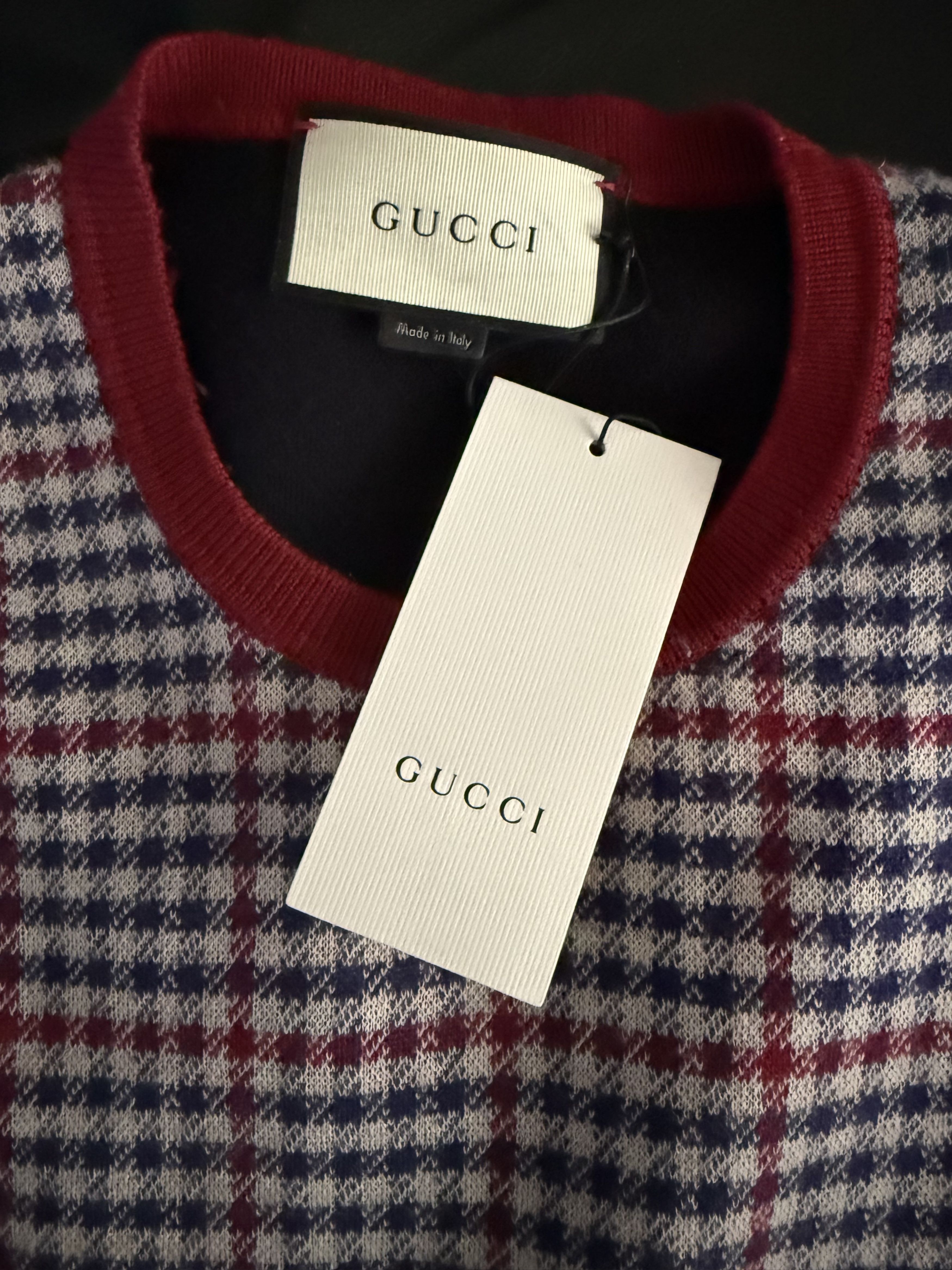 Gucci Front Checked Cashmere V-Neck Size US L / EU 52-54 / 3 - 7 Thumbnail