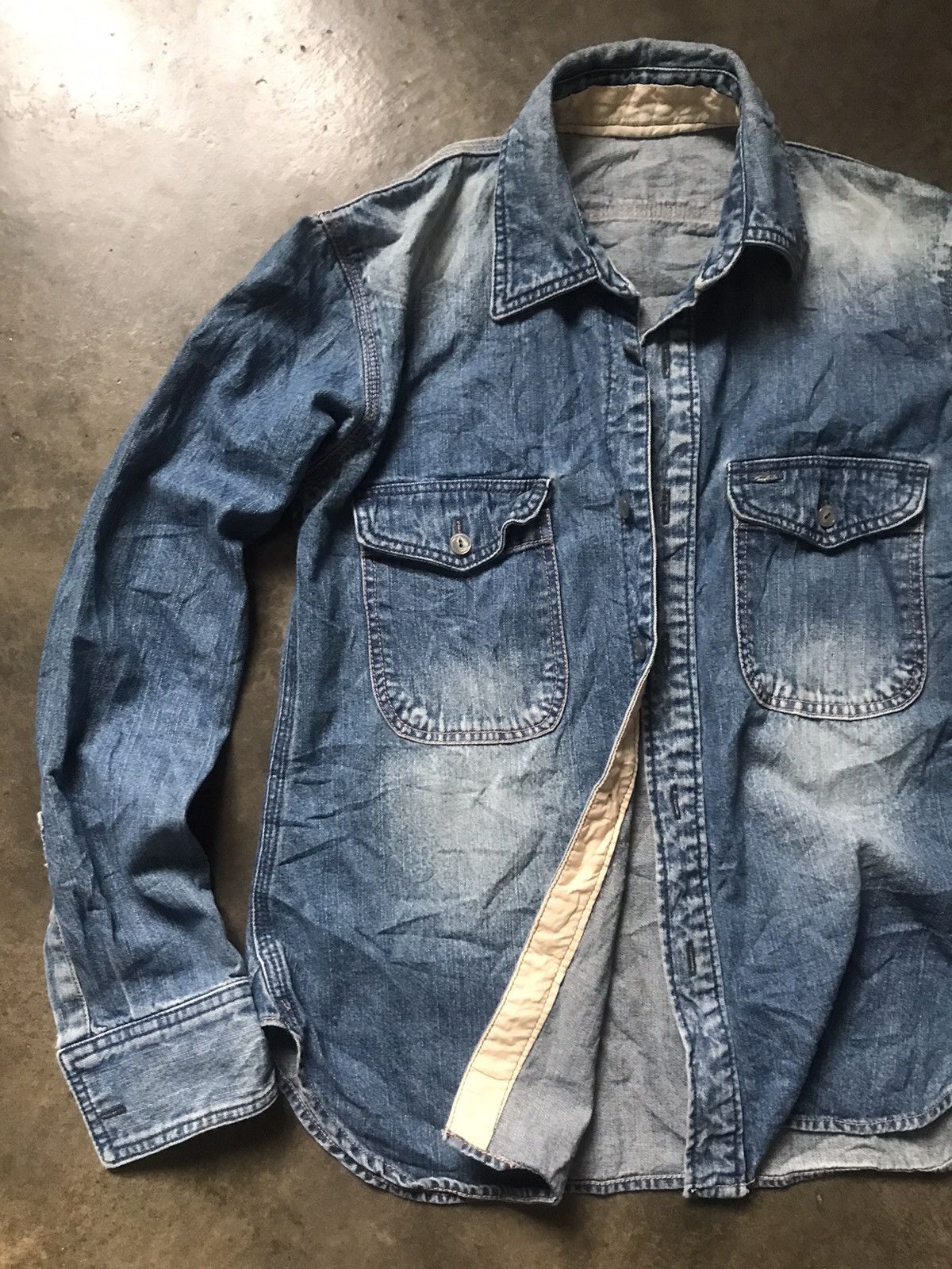 Buzz Rickson's × Indigo Reproduction USN Chambray Work Shirt Size US M / EU 48-50 / 2 - 3 Thumbnail