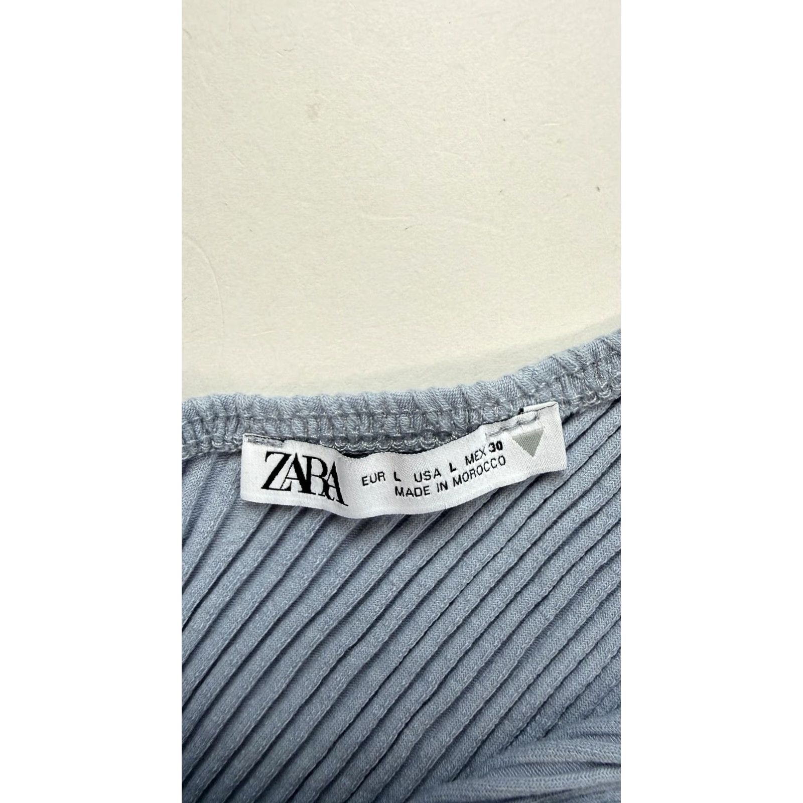 Zara Zara Blouse Womens L Blue One Shoulder Ribbed Knit Top Long Sleeve Ruffle Slim Knit Top Size L / US 10 / IT 46 - 4 Thumbnail
