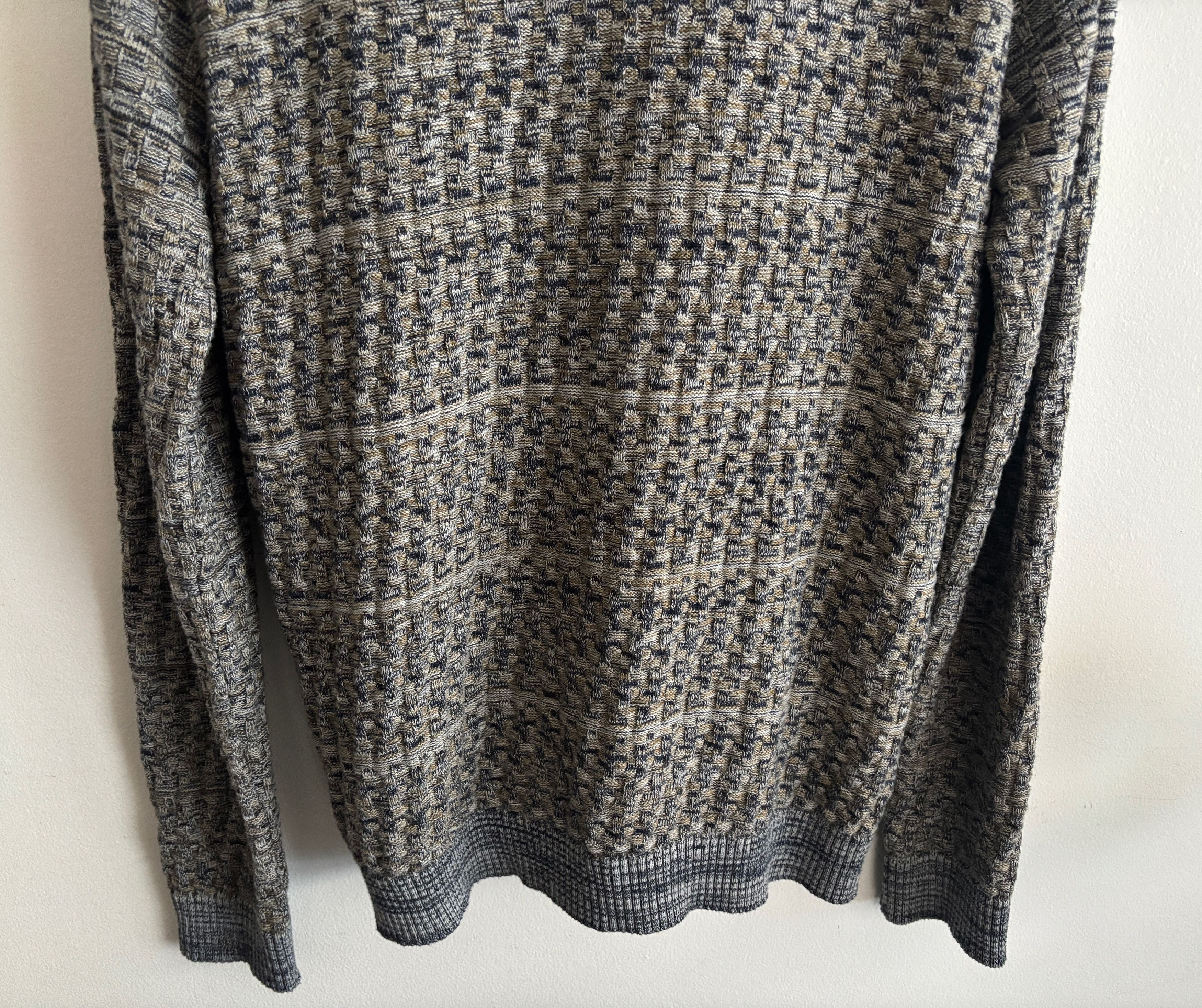 S.N.S. Herning Gray Brown Heather Cotton Merino Wool Textured Knit Cardigan Size US XL / EU 56 / 4 - 9 Thumbnail