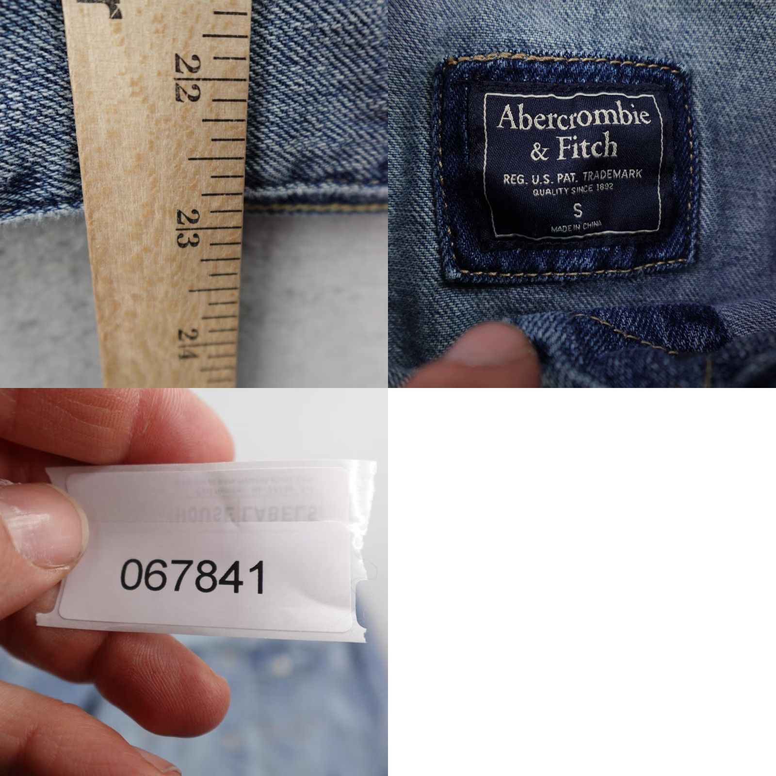 Abercrombie & Fitch Abercrombie & Fitch Jacket Womens Small Blue Denim Distressed Trucker Coat Jeans Pocket Short Sleeve Button Coat/ Jacket Size 28" / US 6 / IT 42 - 8 Thumbnail