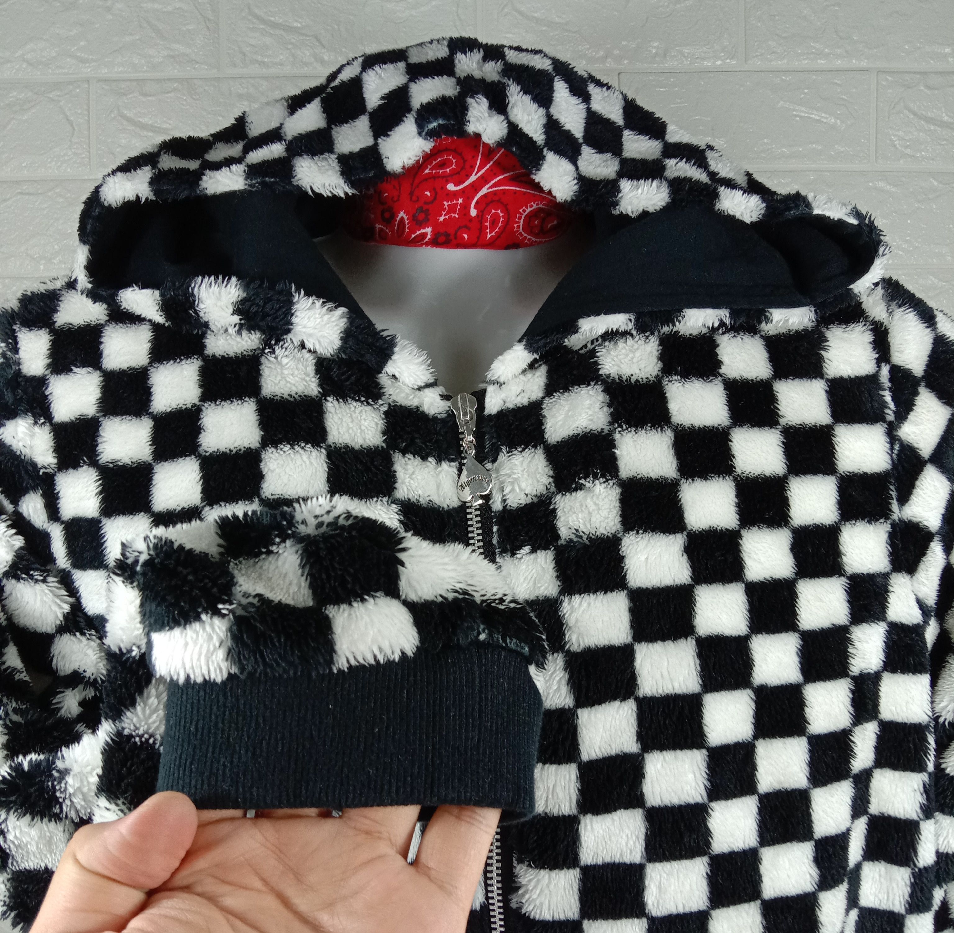 Japanese Brand Vintage Algonquins Checkered Floor Fleece Hoodie Sweatshirt Size US L / EU 52-54 / 3 - 5 Thumbnail