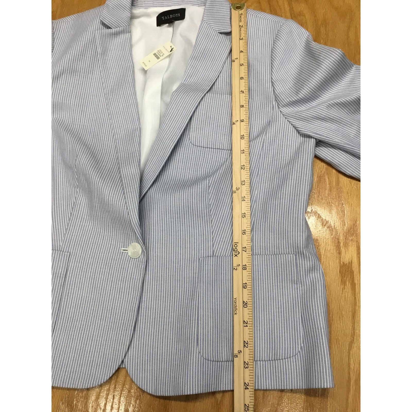 The Unbranded Brand Talbots Blazer Women's 14 Blue Striped Stretch Jacket NWT Size XL / US 12-14 / IT 48-50 - 7 Thumbnail