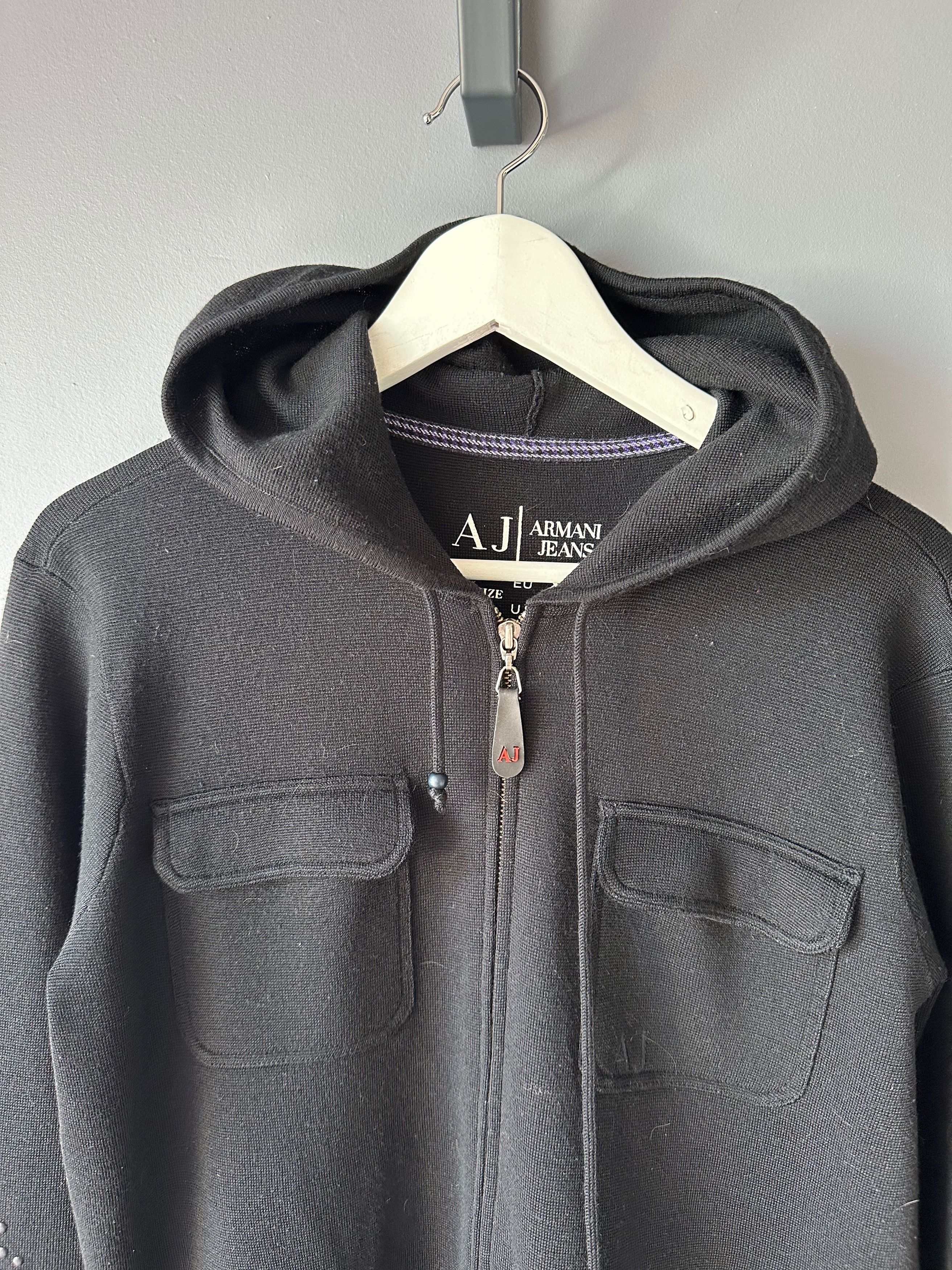 Armani Armani Jeans Wool Blend Hoodie Size M-L Sweater Size US L / EU 52-54 / 3 - 3 Thumbnail