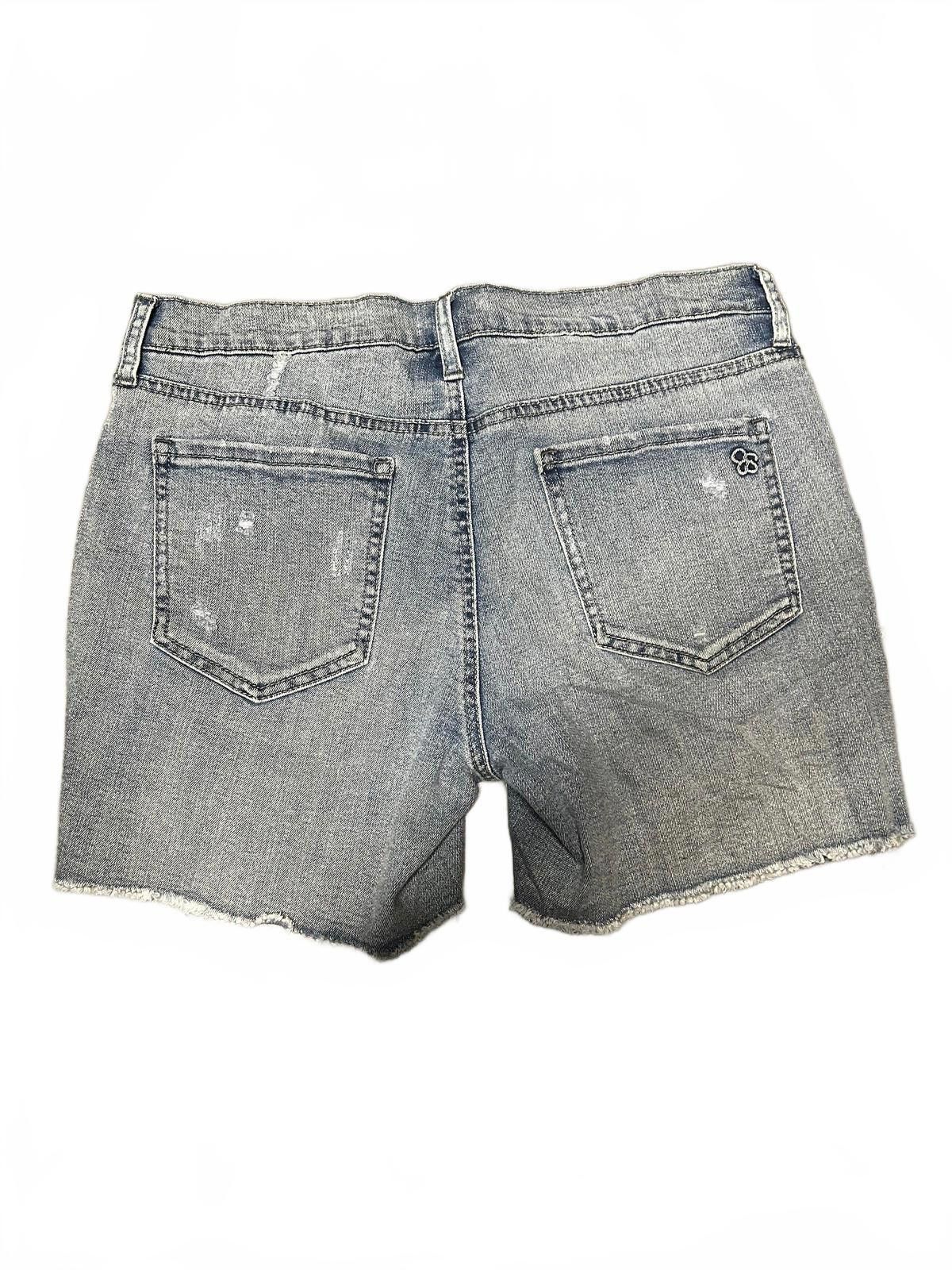 Designer Stylish Distressed Denim Shorts with Floral Embroidery Size 28" / US 6 / IT 42 - 3 Thumbnail