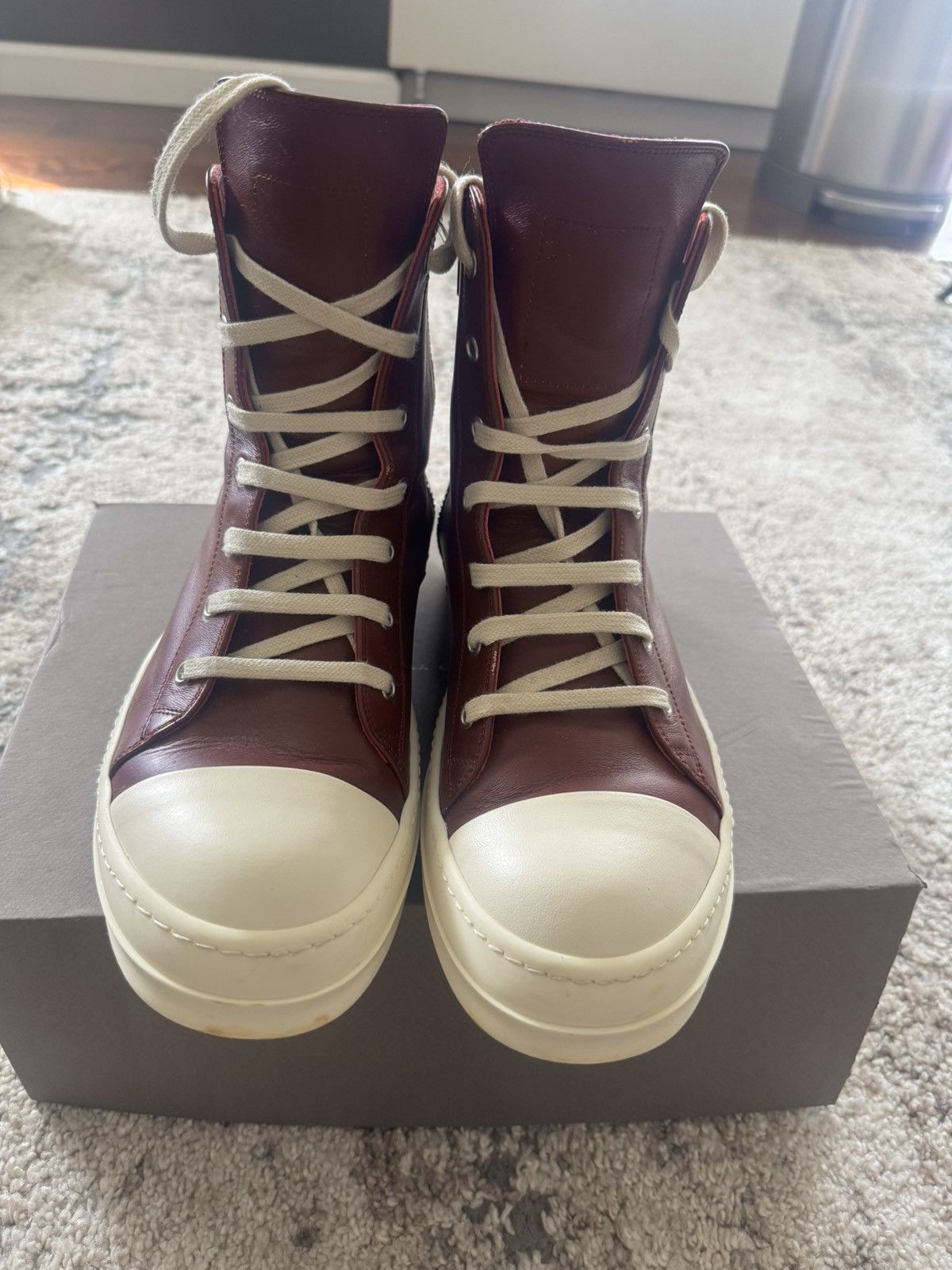 Rick Owens Rick owens High top lace up Ramones color dark fuchsia Size US 10.5 / EU 43-44 - 2 Thumbnail