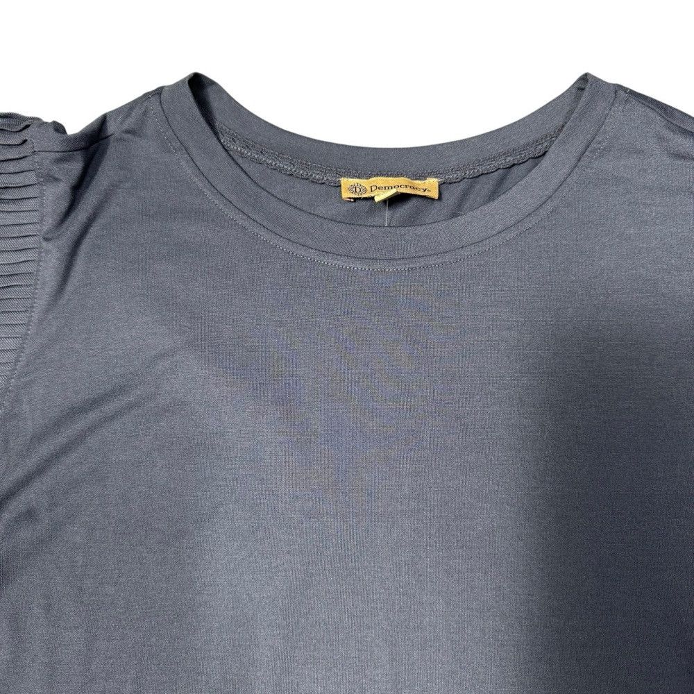 Other NWT New Democracy Pleated Sleeve Mixed Media Orion Blue T-S Size 3XL / US 20-22 - 4 Thumbnail