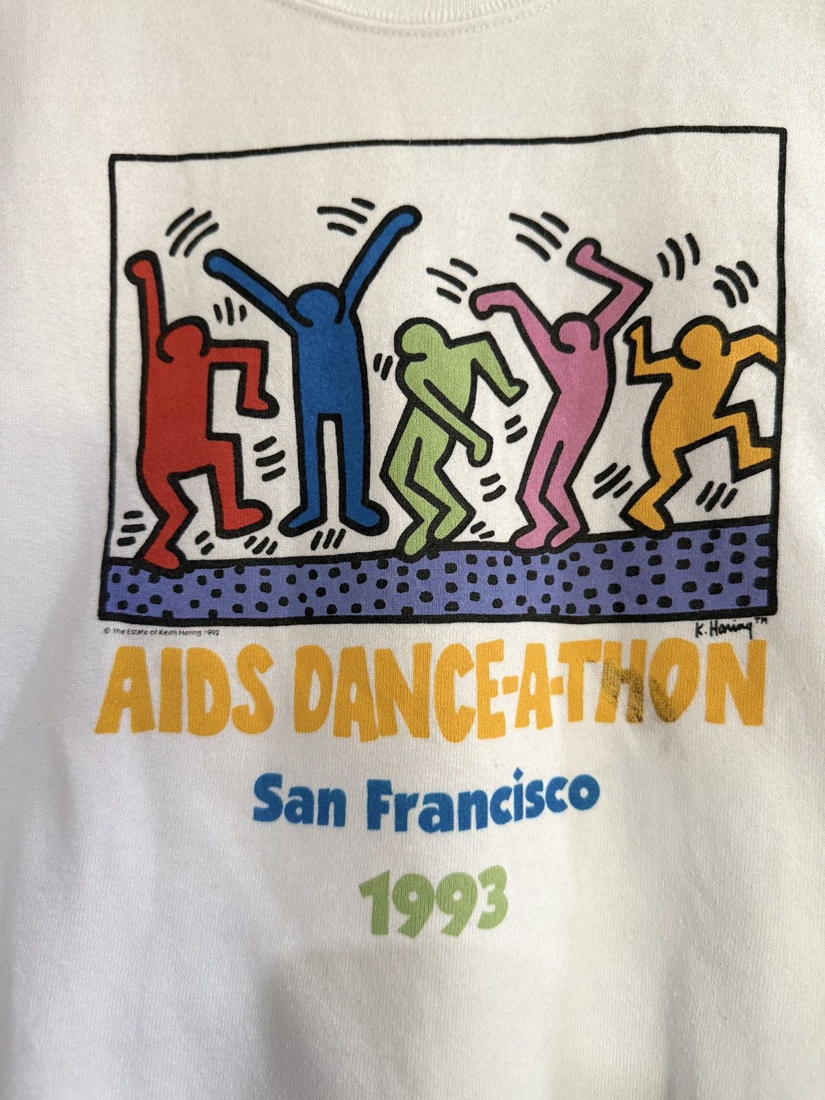 Keith Haring × Vintage Vintage 90s Keith Haring Aids Dance Pop art Sweatshirt Size US M / EU 48-50 / 2 - 2 Thumbnail
