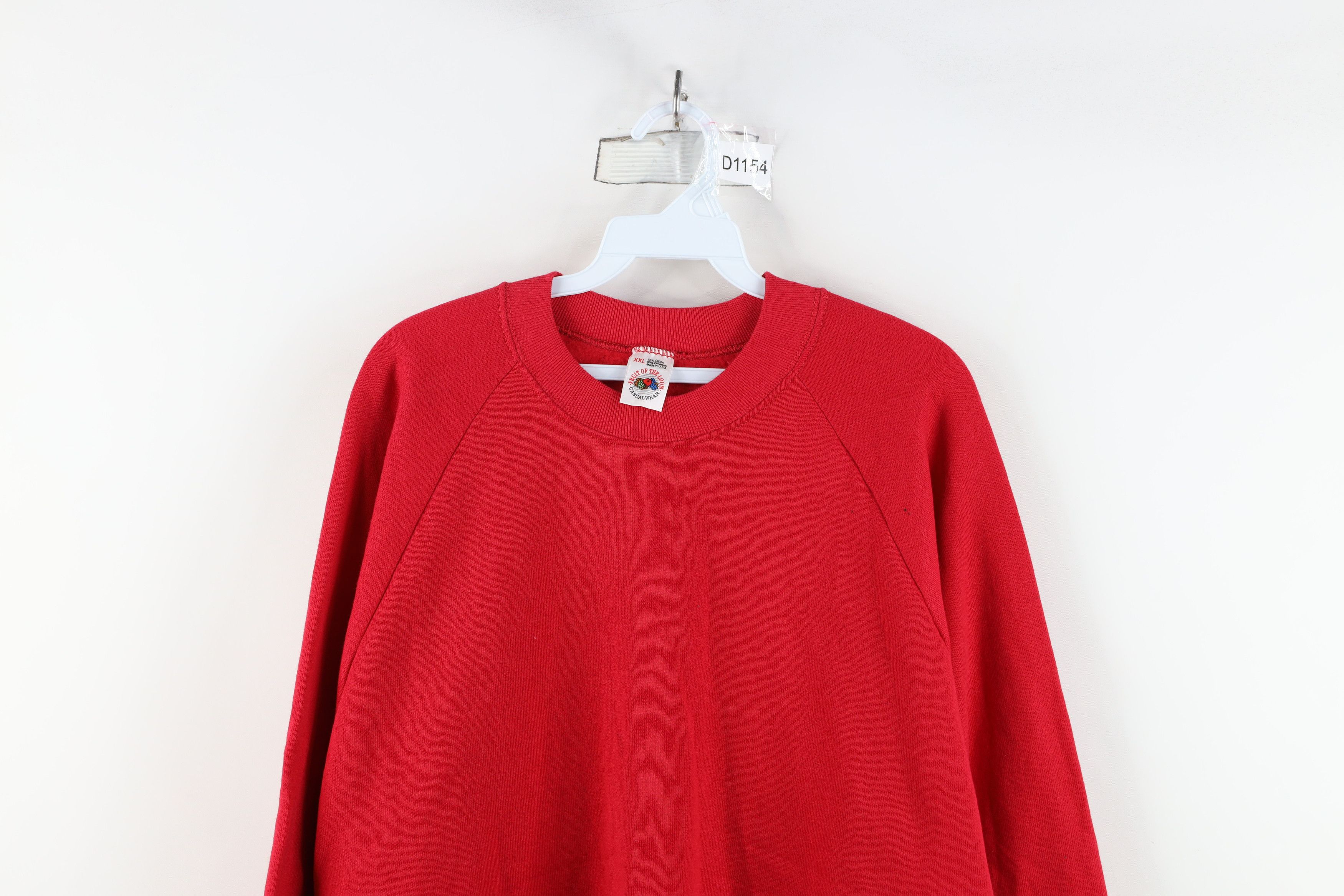 Vintage Vintage 90s Streetwear Blank Crewneck Sweatshirt Red USA Size US XXL / EU 58 / 5 - 2 Thumbnail