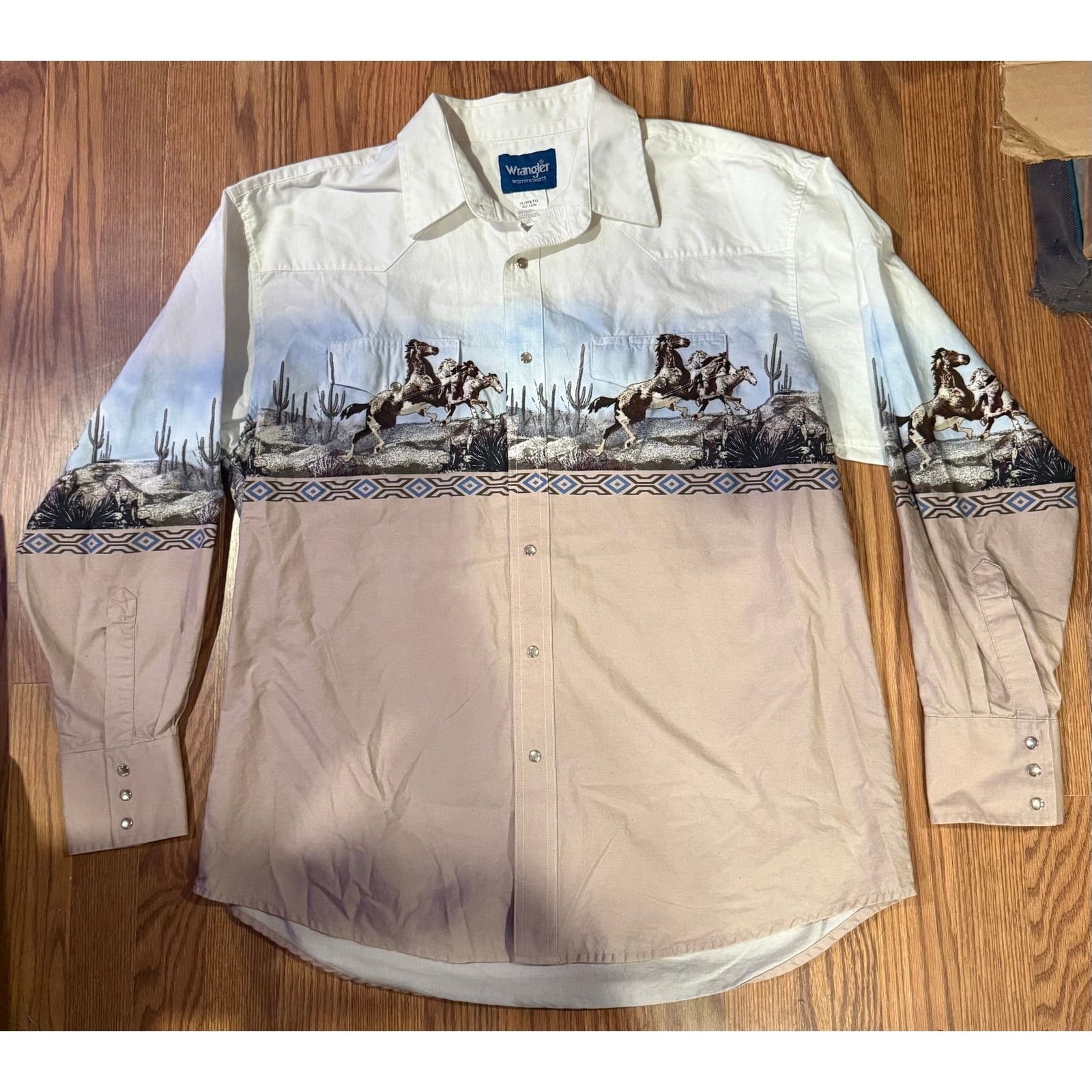 Wrangler Wrangler Western Horses Print Snap Button Shirt Size US XL / EU 56 / 4 - 1 Thumbnail