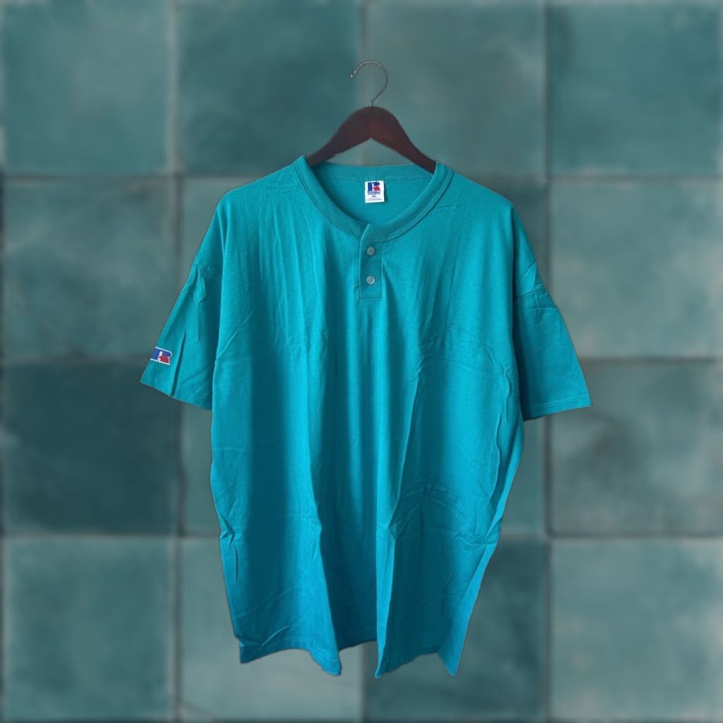 Russell Athletic VINTAGE Russell Athletic Henley Shirt Mens 2XL Blue 90s USA Made Deadstock NWOT Counterpart: T-Shirt Size US XXL / EU 58 / 5 - 1 Thumbnail