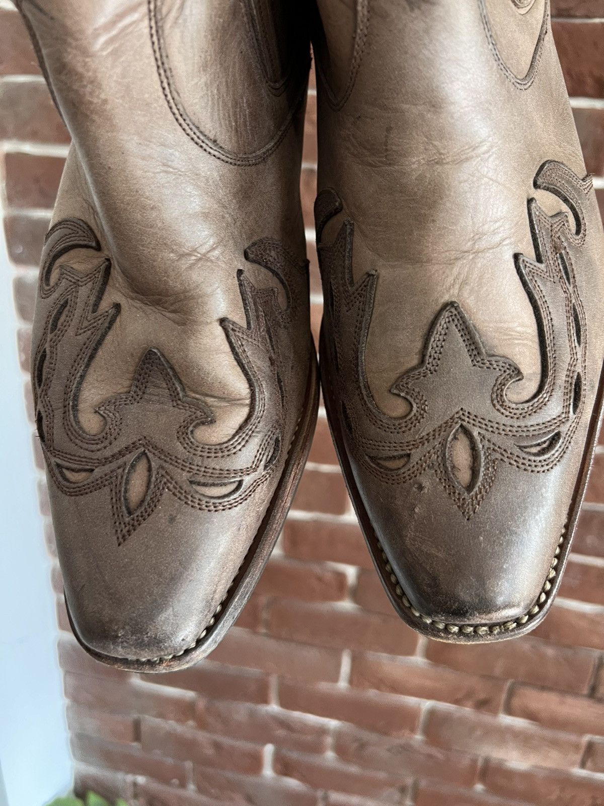 Handmade Vintage Sancho Genuine Leather Brown Western Cowboy Boots Size US 7 / EU 40 - 11 Thumbnail