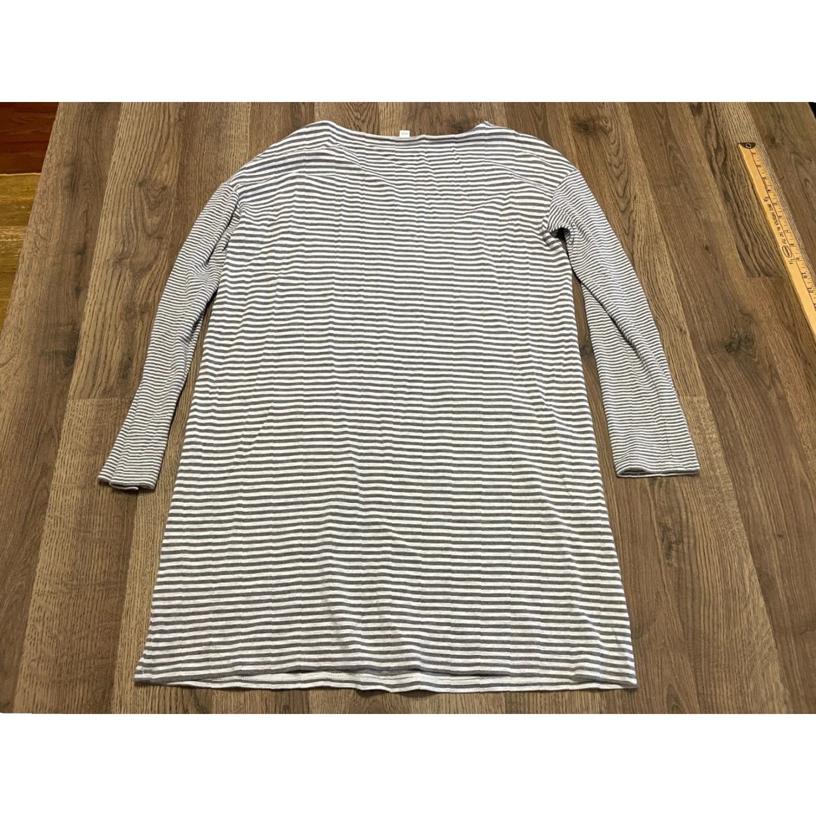 J. Jill J. Jill Shirt Dress Women's Small Gray White Striped Long Sleeve Pockets Knee Length Casual Free Return Mens? No gender given. Size S / US 4 / IT 40 - 2 Thumbnail