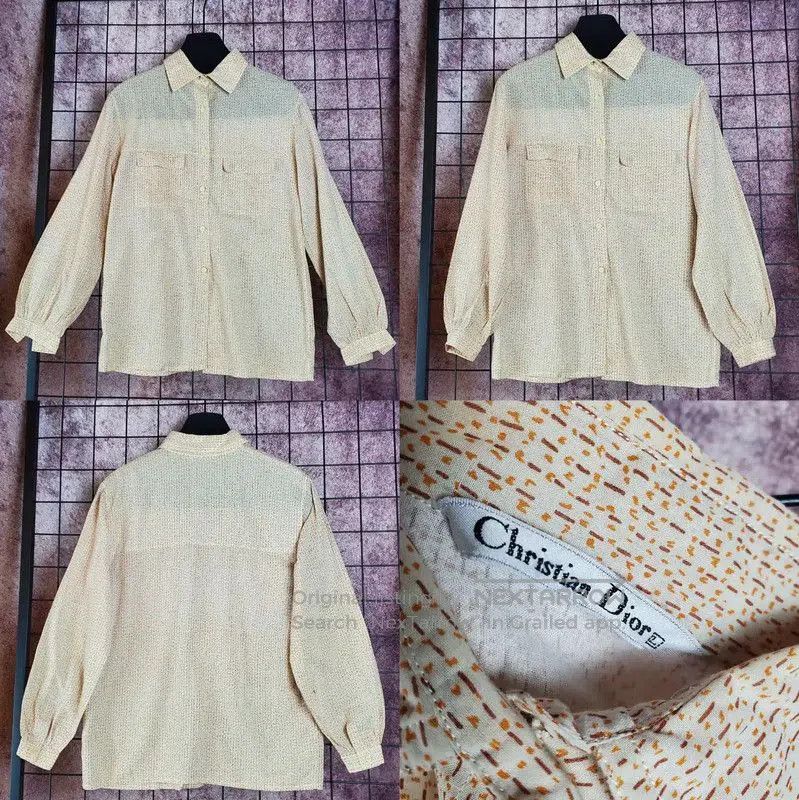 Dior Dior Long Sleeve Beige Cotton Floral Shirt . Size L / US 10 / IT 46 - 2 Thumbnail