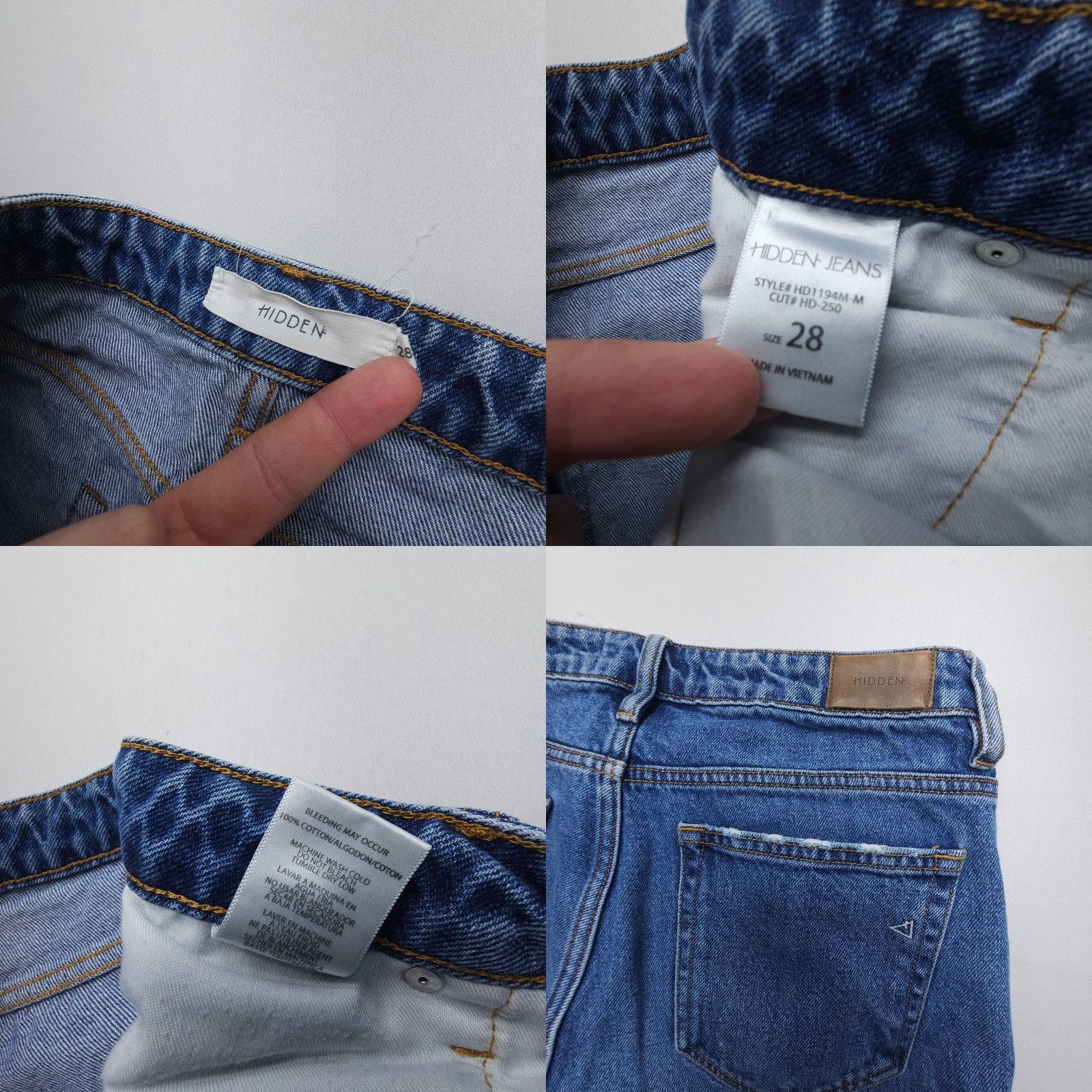 Vintage Hidden Jeans 28 x 25" Blue Cotton Denim Cropped Straight Leg Womens Vintage: No (adjusted) Size 28" / US 6 / IT 42 - 8 Thumbnail