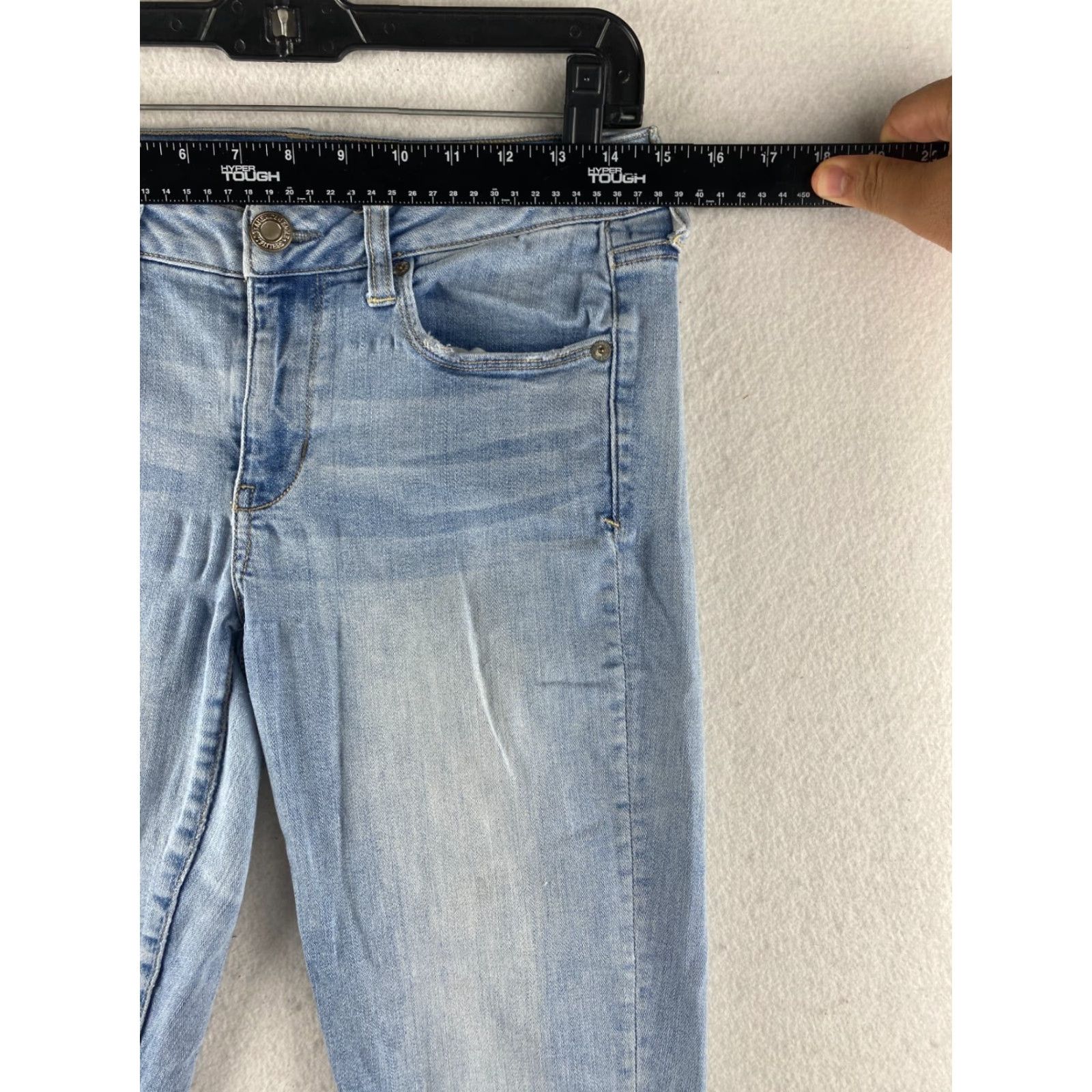 American Eagle Outfitters American Eagle Outfitters Jeans Womens 8 Skinny Distressed Embroidered Blue Denim Stretch 5-Pocket Modern Regular Size 30" / US 8 / IT 44 - 3 Thumbnail