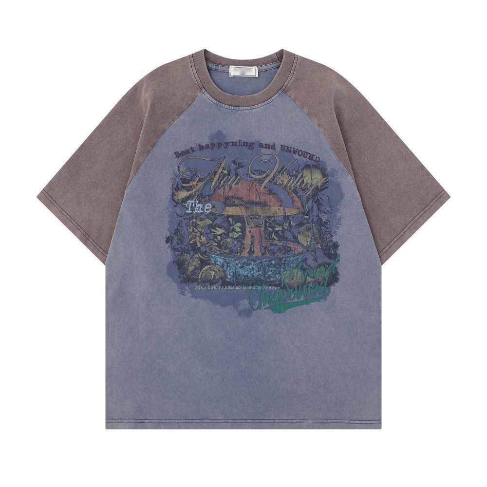 Japanese Brand Patchwork raglan distressed washed short-sleeved T-shirt Size US M / EU 48-50 / 2 - 1 Thumbnail