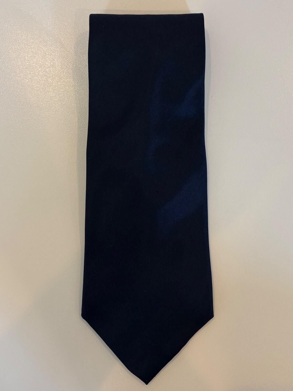 Brandini Brandini le collezioni Navy Blue Solid Silk Tie Designer Men Size ONE SIZE - 3 Thumbnail