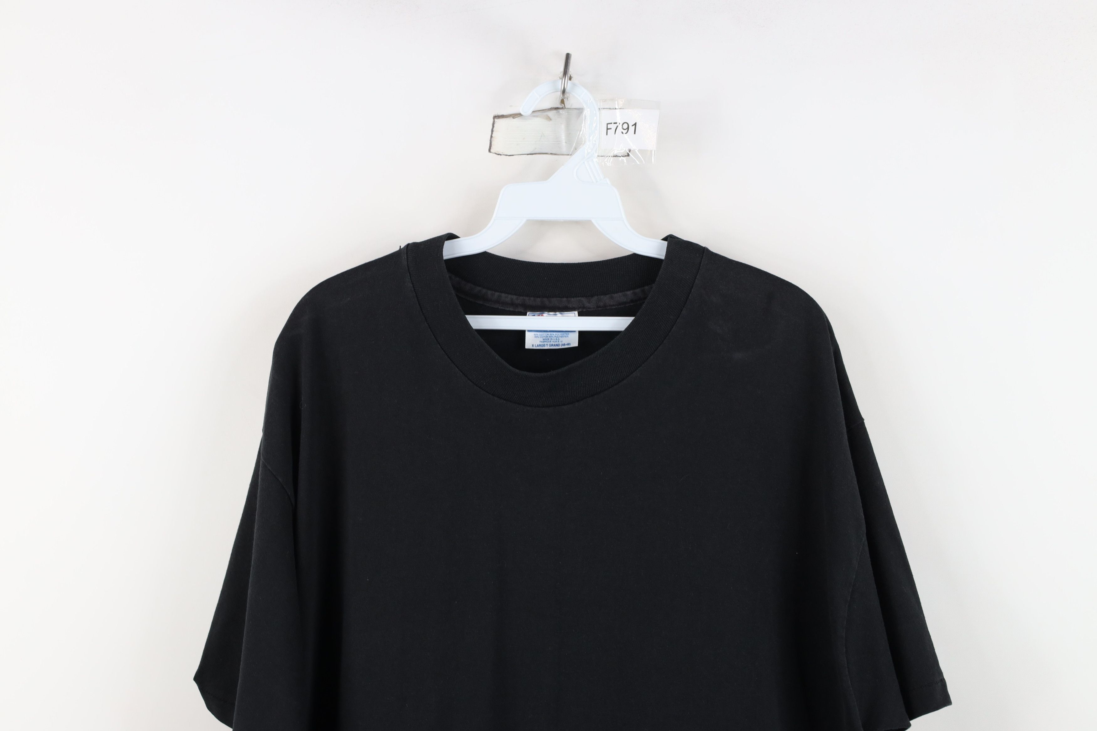 Hanes Vintage 80s 90s Hanes Blank Short Sleeve T-Shirt Black USA Size US XL / EU 56 / 4 - 2 Thumbnail