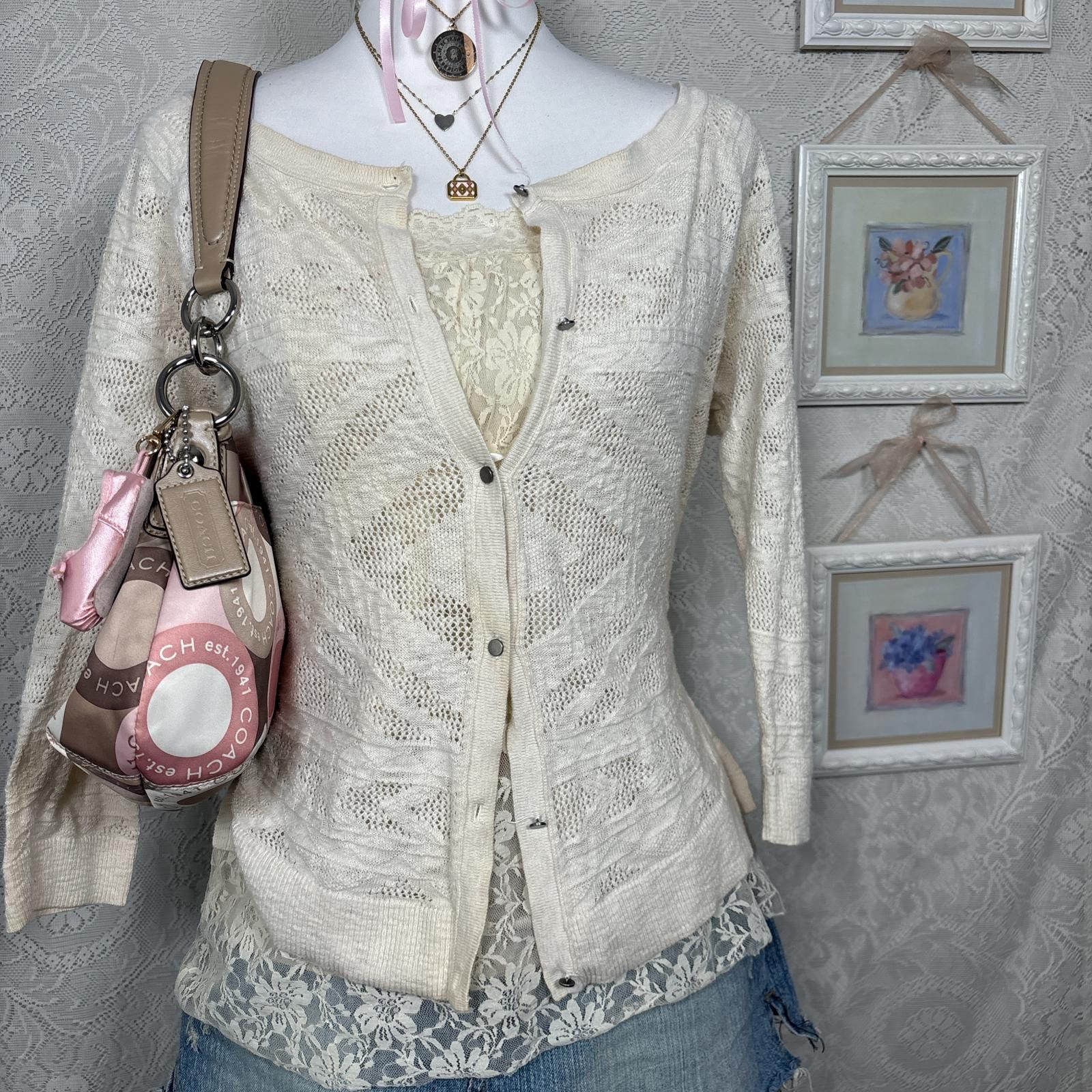 American Eagle Outfitters y2k cotton cottage core cozy cardigan Size XL / US 12-14 / IT 48-50 - 2 Thumbnail
