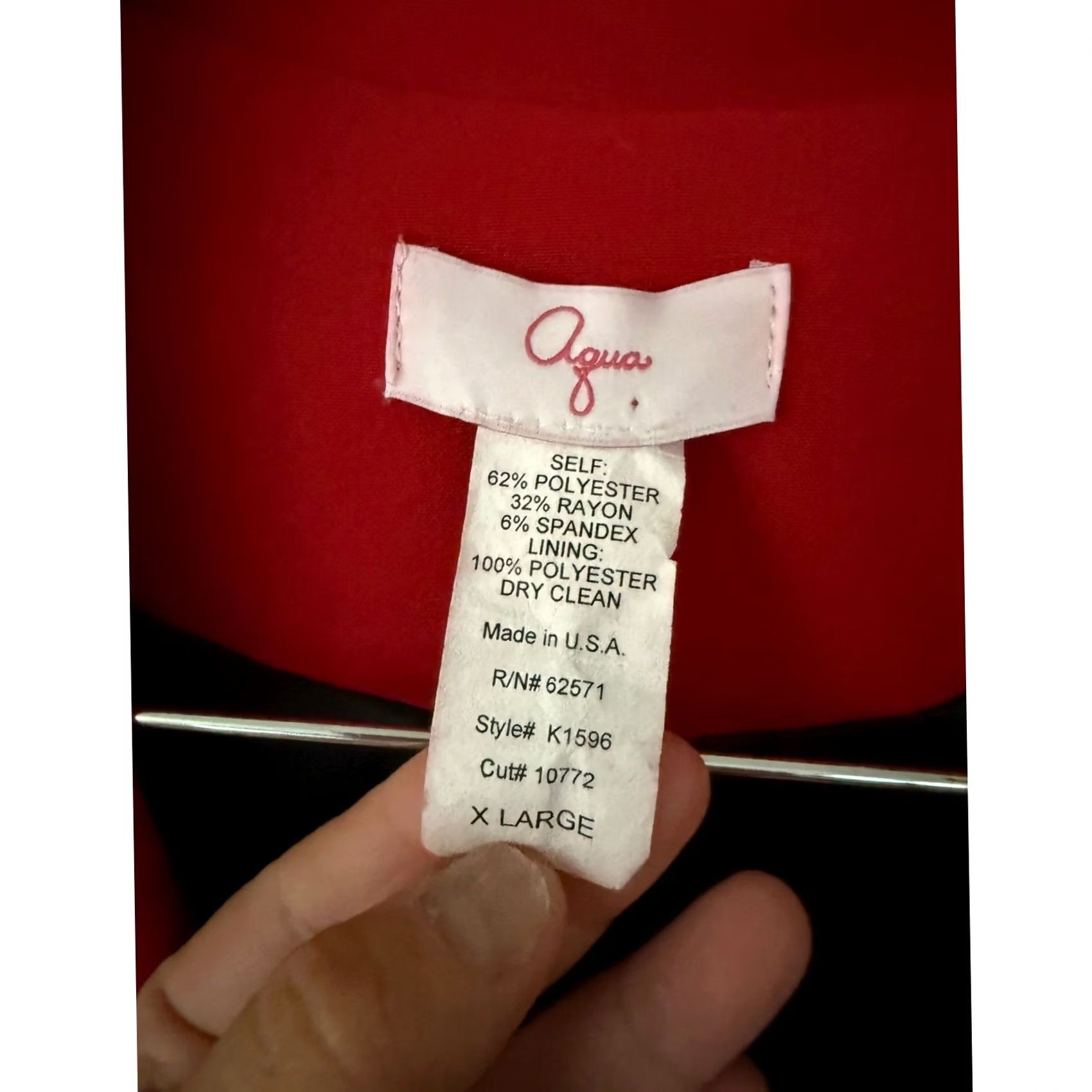 AQUA Aqua Blazer Womens XL Red/Black Lined Open Front Collared with Pocket Shirt/Office Basic Jacket Size XL / US 12-14 / IT 48-50 - 3 Thumbnail