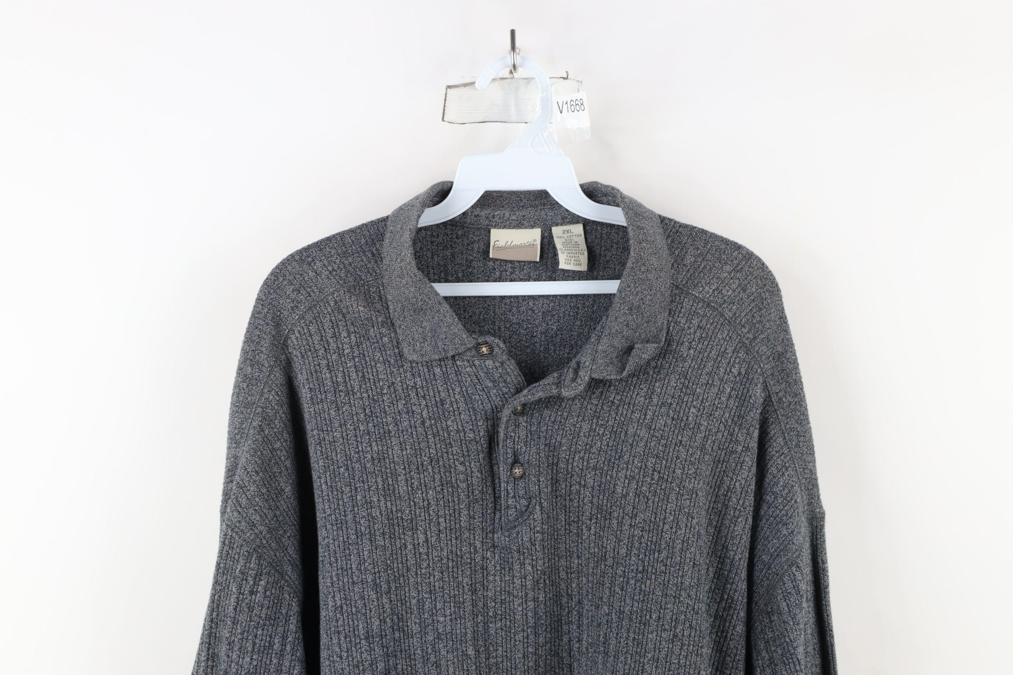 Vintage Vintage 90s Streetwear Knit Long Sleeve Rugby Polo Shirt Size US XXL / EU 58 / 5 - 2 Thumbnail