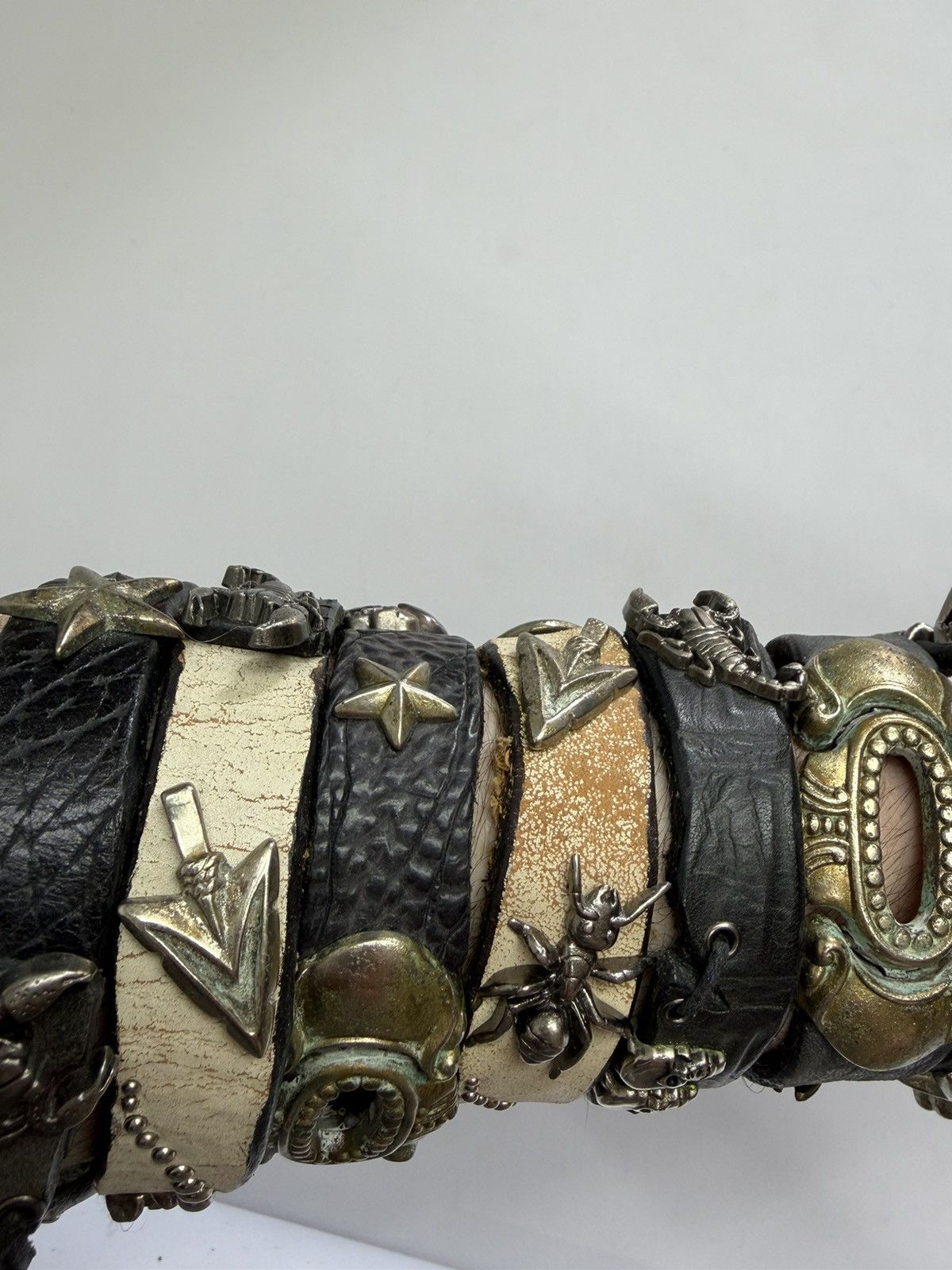 If Six Was Nine Vintage Studded Leather Tribal Belt Y2K Punk Grunge Rockstar Size 34 - 17 Thumbnail