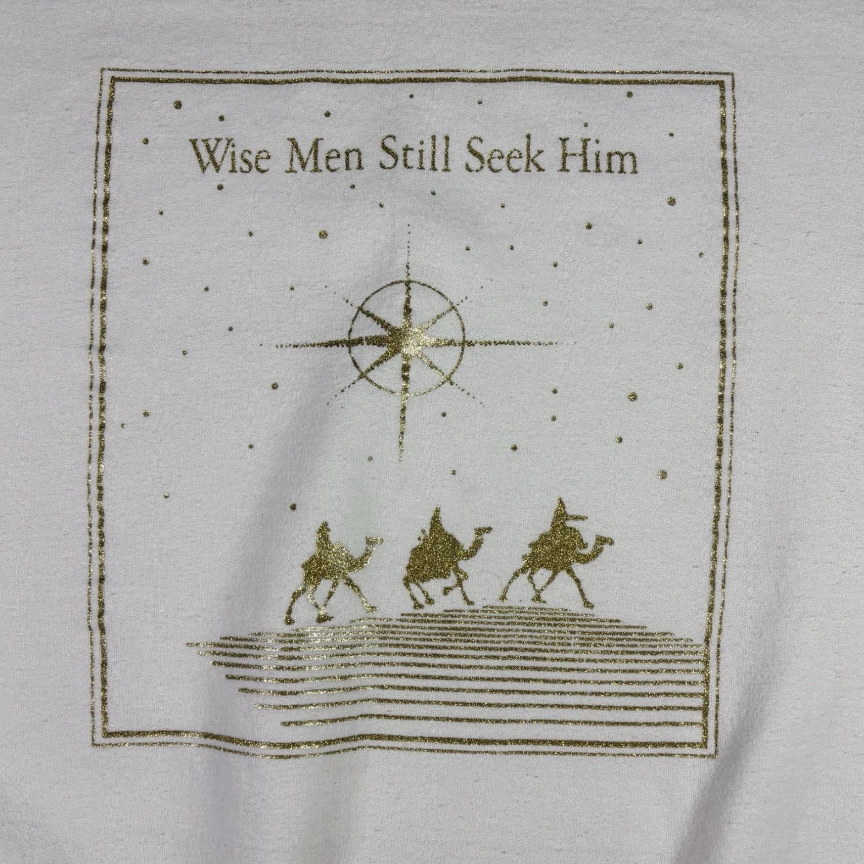 Vintage VINTAGE Wise Men Still Seek Him Sweatshirt Jesus Christian Religion 2XL 90s White Cotton Blend Fleece Graphic Print Pullover Mens Size US XXL / EU 58 / 5 - 6 Thumbnail