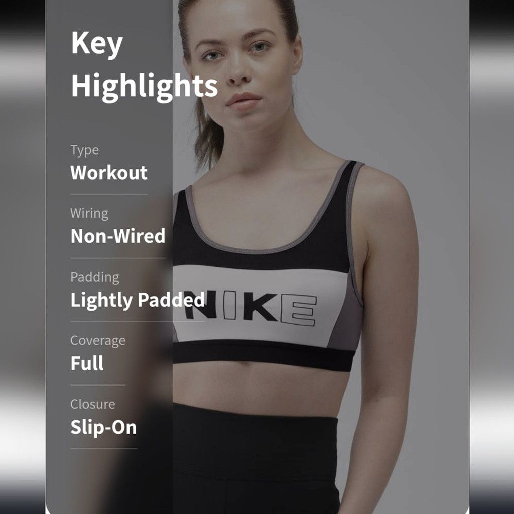 Nike NWT Nike Victory Black and Gray Color-block Sports Bra Size ONE SIZE - 12 Thumbnail