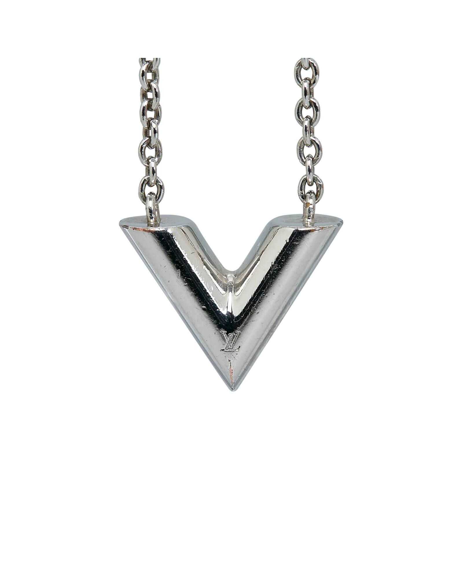 Louis Vuitton LOUIS VUITTON necklace monogram locket metal silver unisex  M62484