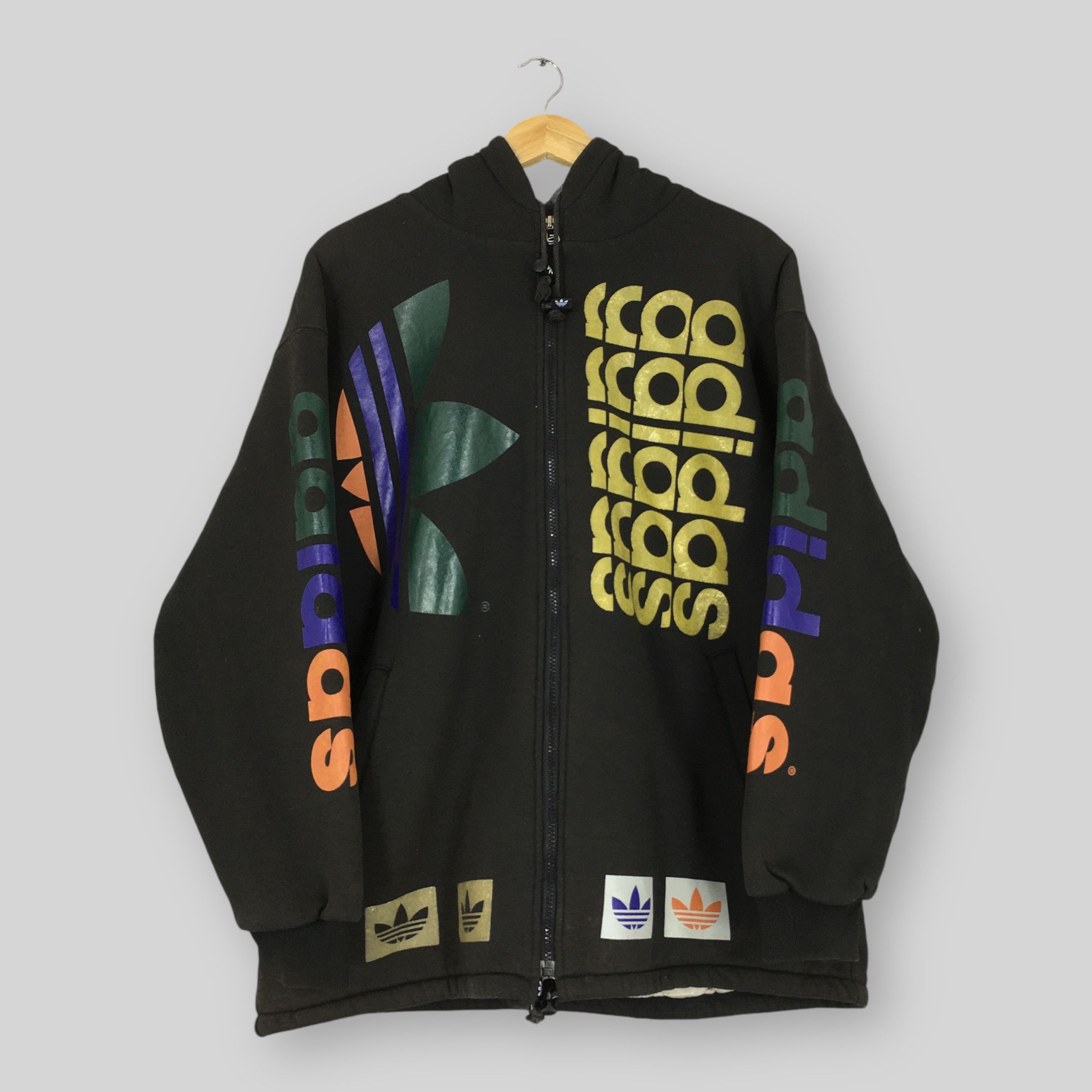 Adidas × RUN DMC × Vintage Vintage Adidas Trefoil Sherpa Hoodie Sweatshirt Medium Size US M / EU 48-50 / 2 - 1 Thumbnail