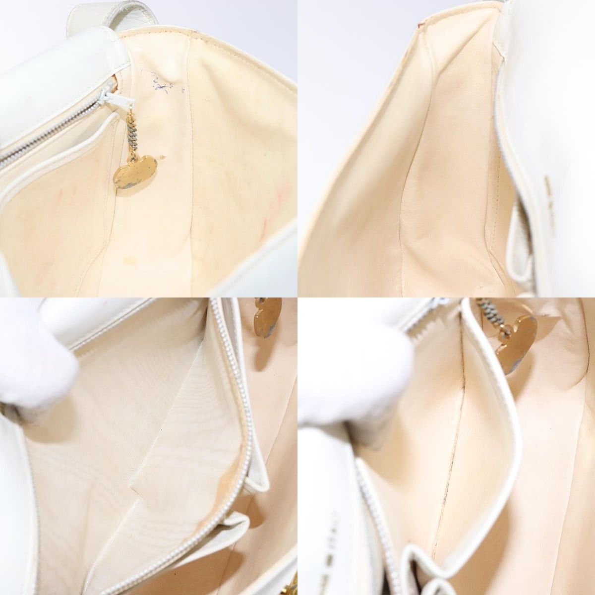 Celine CELINE Shoulder Bag Leather Gold White Size ONE SIZE - 12 Thumbnail