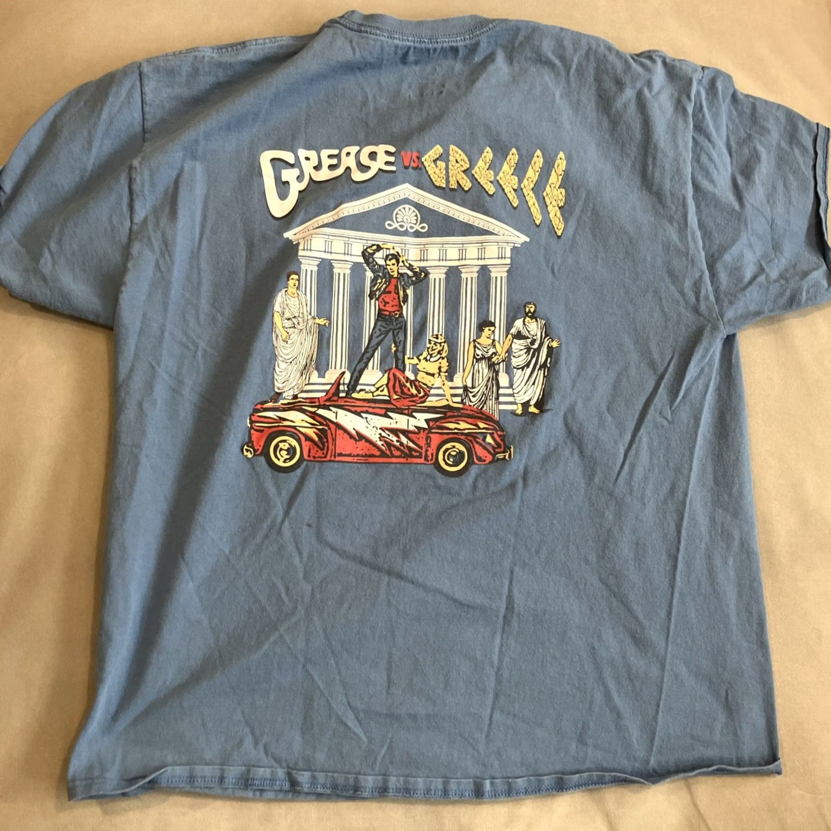 Hanes KAPPA ALPHA THETA Grease VS Greek Double Sided T Shirt Travolta XL Blue Hanes Mens Graphic Print Short Sleeve Regular Fit Awesome Size US XL / EU 56 / 4 - 4 Thumbnail