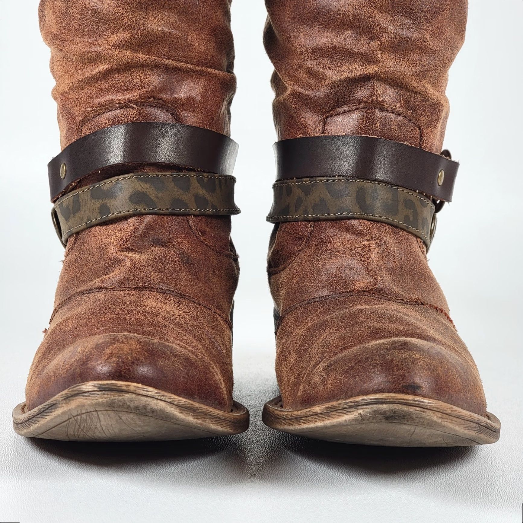 BKE BKE Sole Boots Women Riding Boot Brown FauxLeather Size 8.5 Ankle Zip Southwest Studded Round Toe Casual Size US 9 / IT 39 - 3 Thumbnail