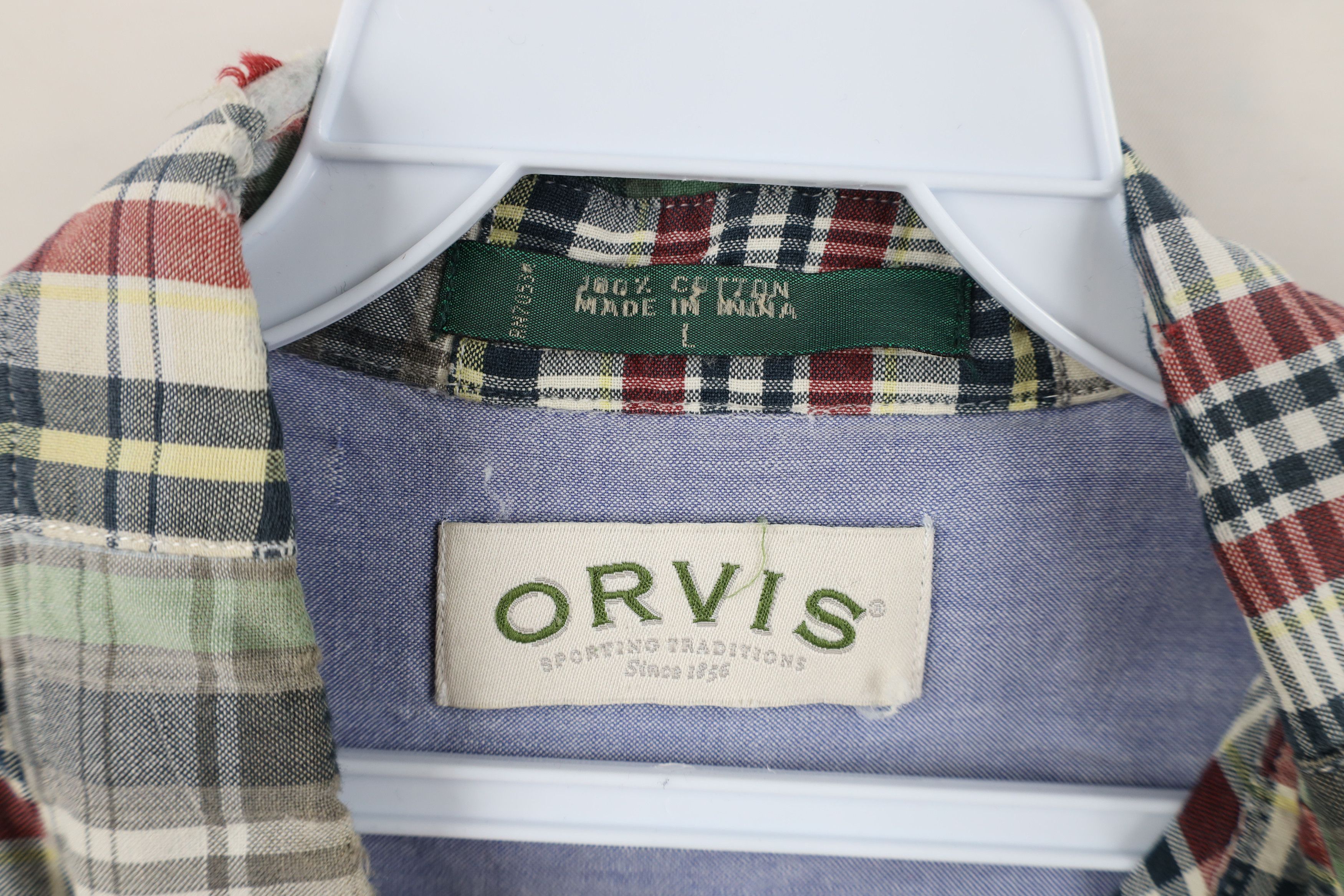 Orvis Vintage Orvis Madras Plaid Patchwork Button Down Polo Shirt Size US L / EU 52-54 / 3 - 10 Thumbnail