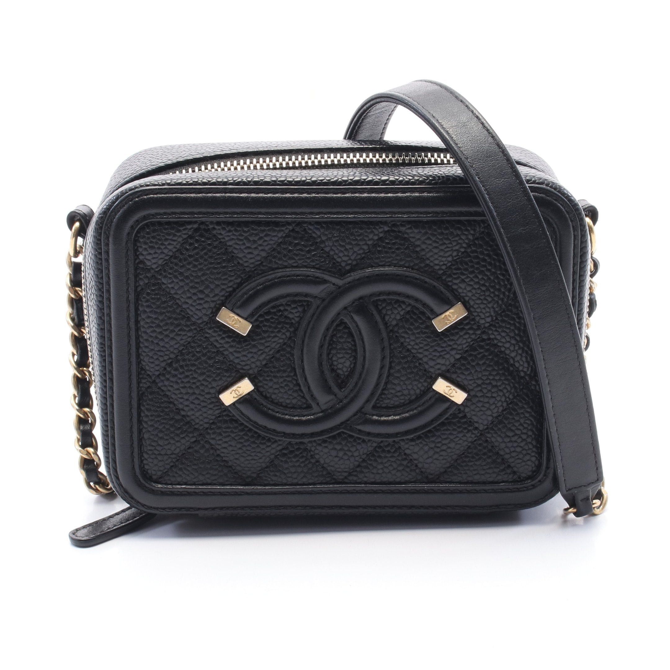 Chanel Chanel Cc Filigree Mini Vanity Chain Shoulder Bag Caviar Skin Black Gold Hardware Size ONE SIZE - 1 Thumbnail