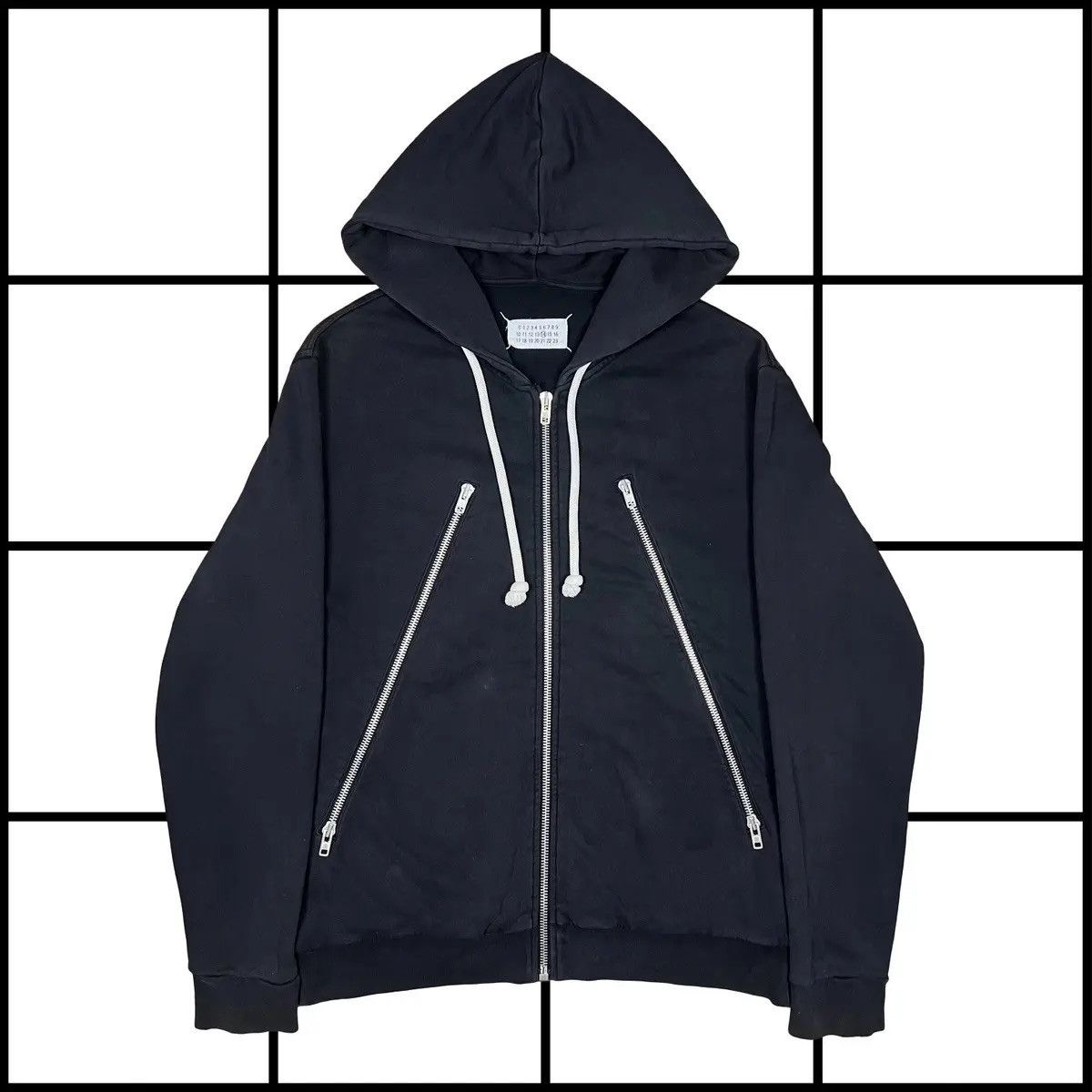 トップス Maison Margiela'1CON'Zip Hoodie Maison Margiela Black 1CON Zip-UP Hoodie Maison Margiela