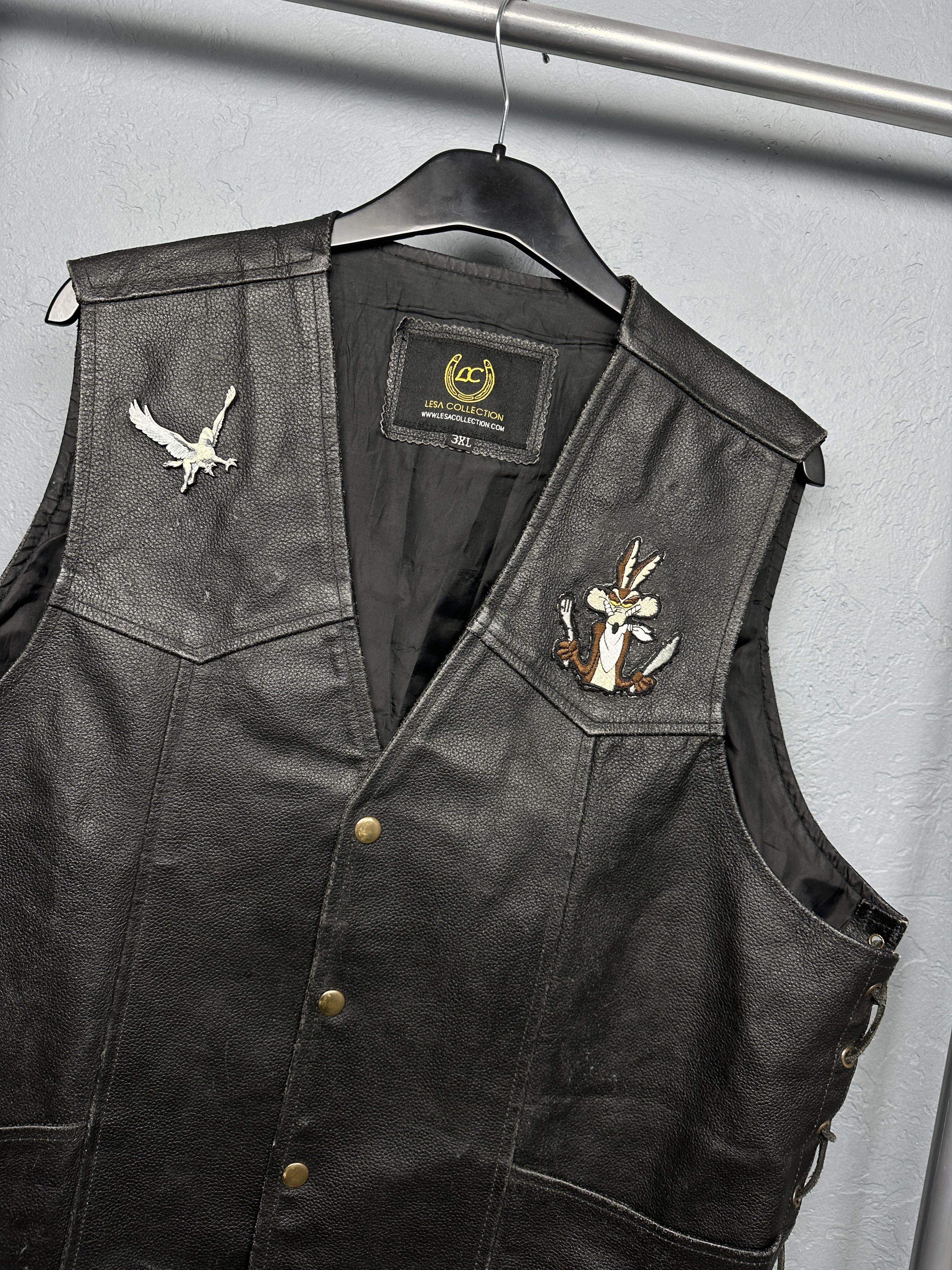 Vintage Vintage Leather Biker Vest Gilet Size US XXL / EU 58 / 5 - 2 Thumbnail