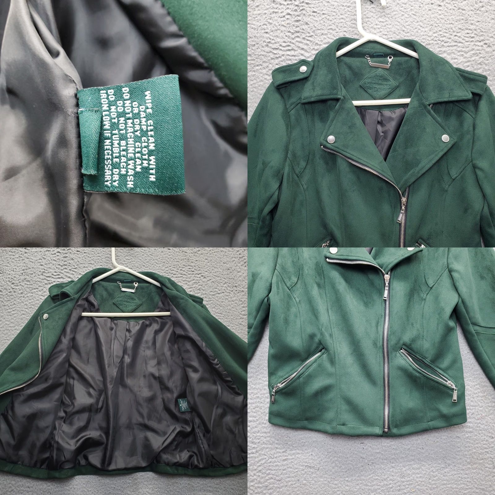 Vintage Joujou Womens Size M Green Vegan Leather Jacket Long Sleeve Full Zip Size M / US 6-8 / IT 42-44 - 8 Thumbnail