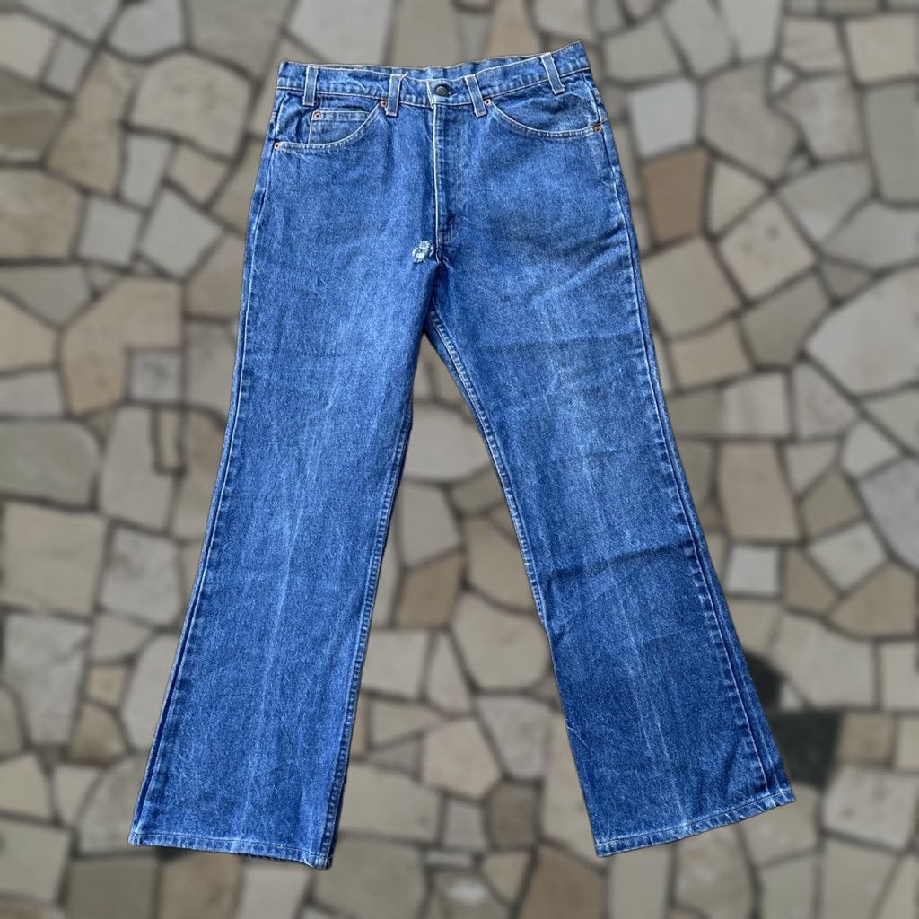 VINTAGE Levi's 517 Jeans Men W33 L28 Blue Denim Bootcut - Orange