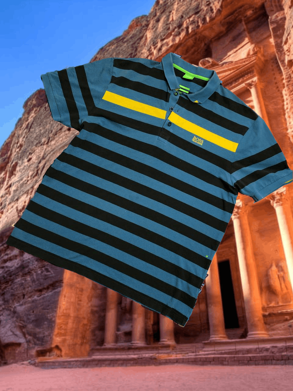 Hugo Boss Streetwear T-Shirt striped polos Hugo Boss logo Y2K Vintage Size US XL / EU 56 / 4 - 1 Thumbnail