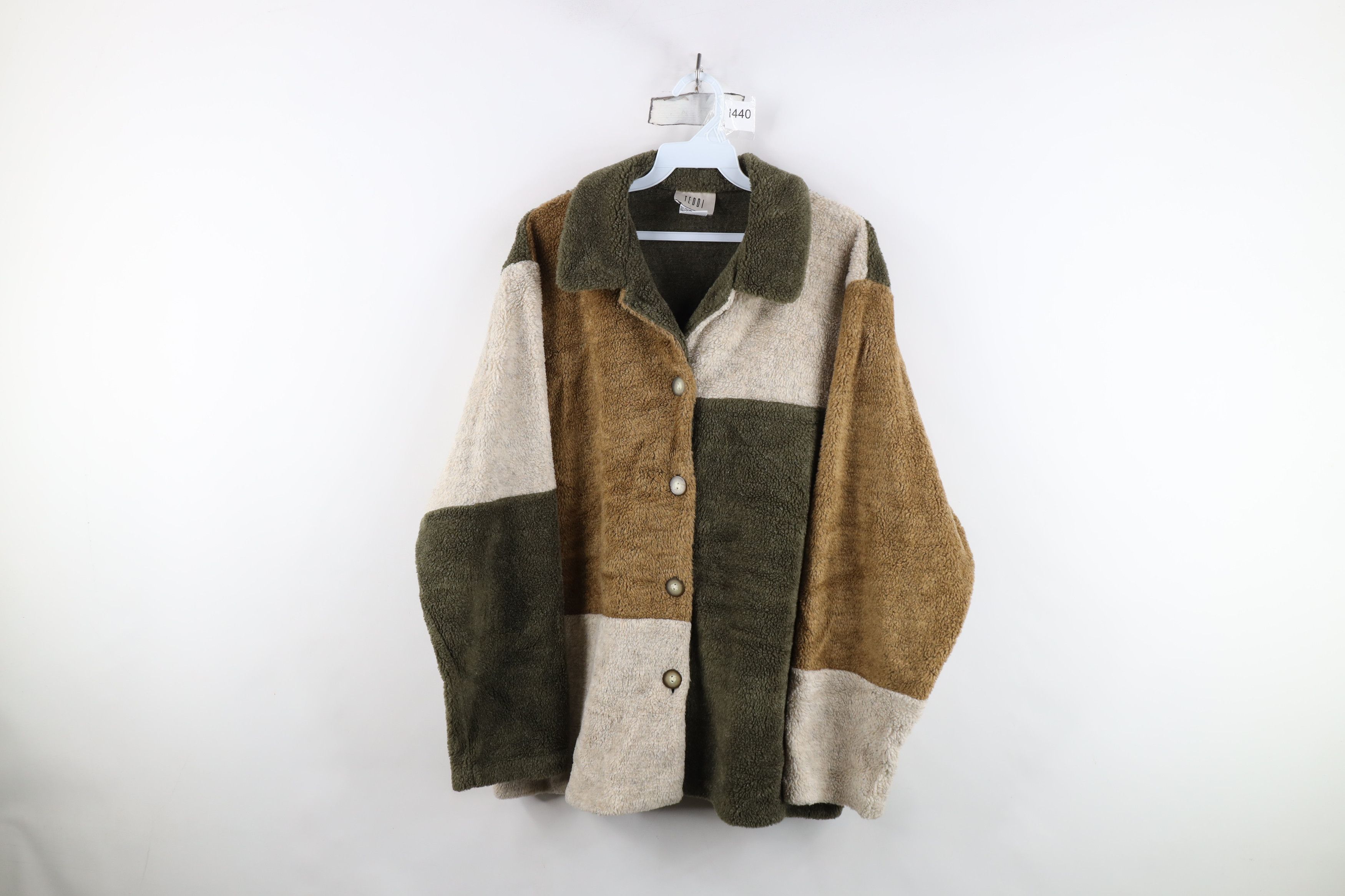 Vintage Vintage 90s Streetwear Block Deep Pile Fleece Sweater Jacket Size XL / US 12-14 / IT 48-50 - 1 Thumbnail