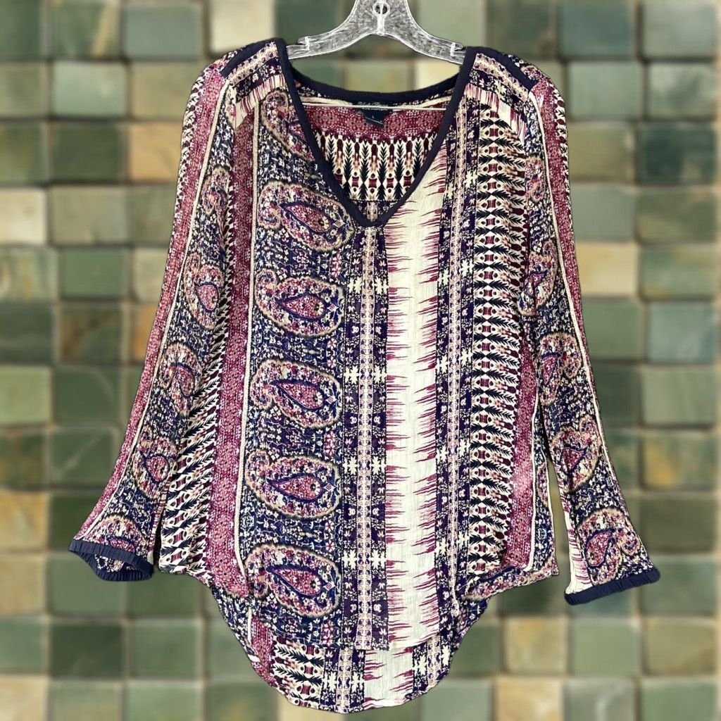 Lucky Brand Lucky Brand Blouse Women L Multicolor Floral Sheer Long Sleeve Womens Size L / US 10 / IT 46 - 1 Thumbnail