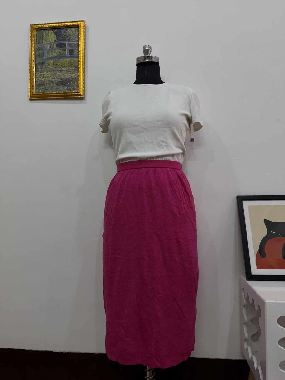 Designer × Yves Saint Laurent Pink ‘YSL’ midi skirt Size 30" / US 8 / IT 44 - 6 Thumbnail