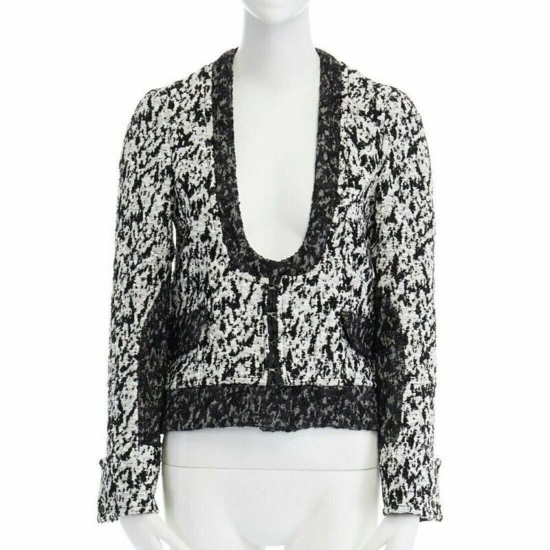 Proenza Schouler runway PROENZA SCHOULER 2011 white black boucle hook eye cropped jacket US4 S Size S / US 4 / IT 40 - 1 Thumbnail
