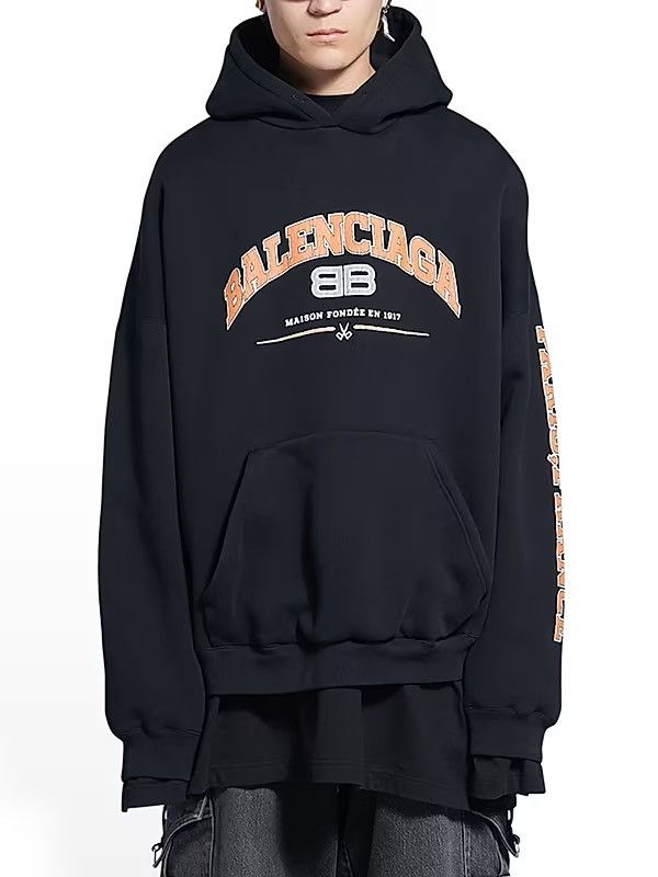Balenciaga Maison Balenciaga Black Wide Fit Hoodie Size US XL / EU 56 / 4 - 2 Thumbnail