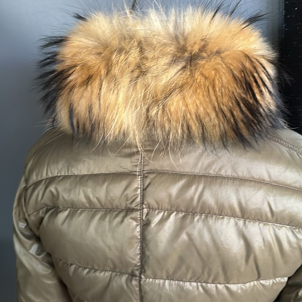 Duvetica Duvetica olive puffer 2-way zipper front detachable fur col Size S / US 4 / IT 40 - 6 Thumbnail