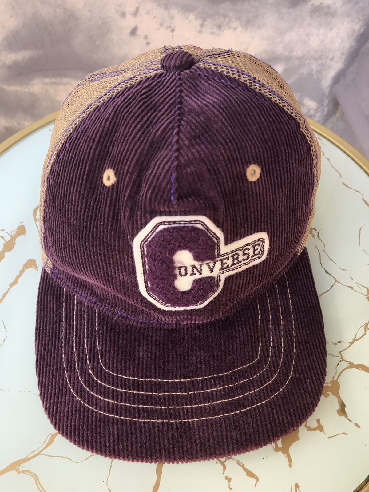 Vintage Vintage Converse Corduroy Logo Trucker Hat Size ONE SIZE - 6 Thumbnail