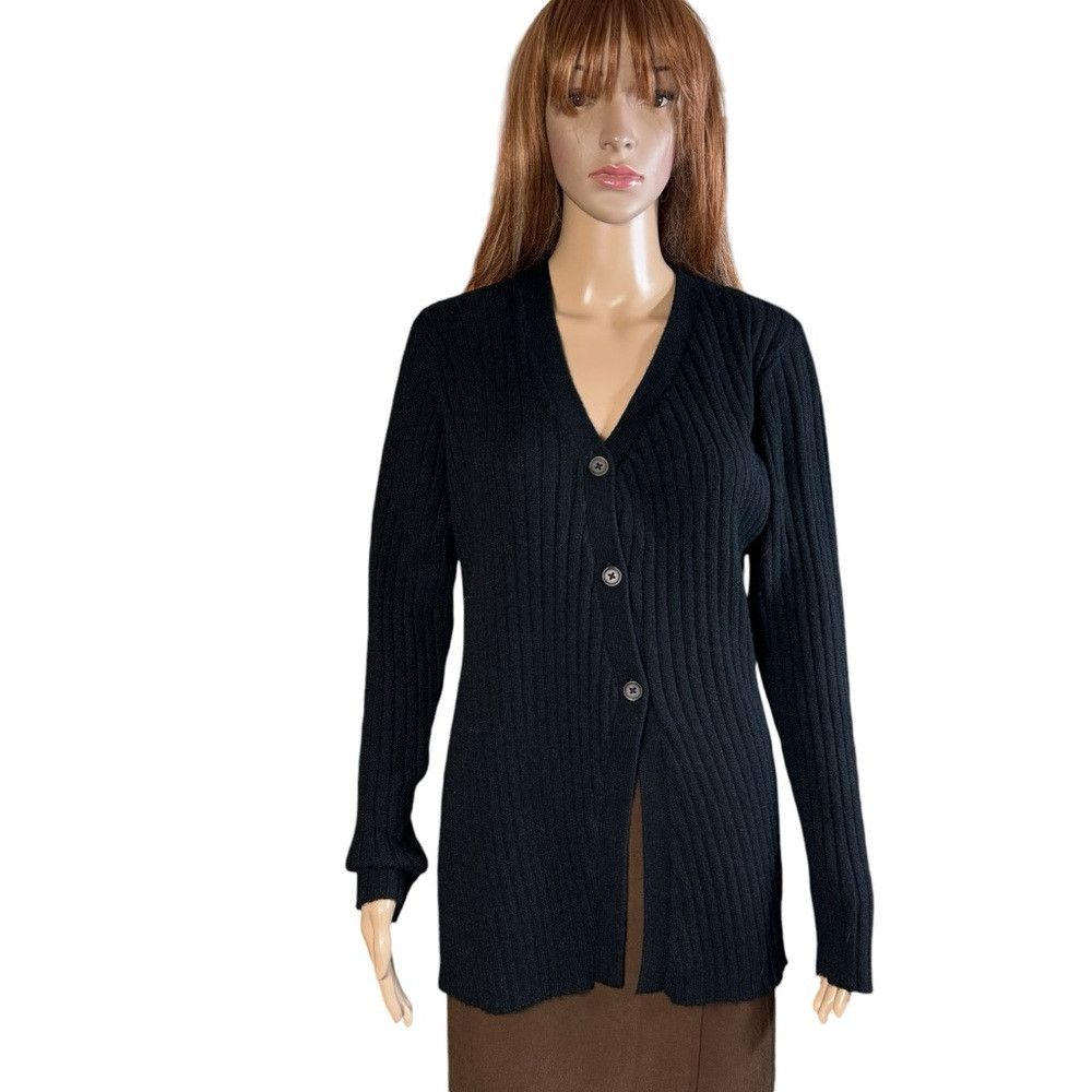 Zara NWT New Zara Wool Blend Knit Diagonal Closure Black Cardiga Size L / US 10 / IT 46 - 3 Thumbnail